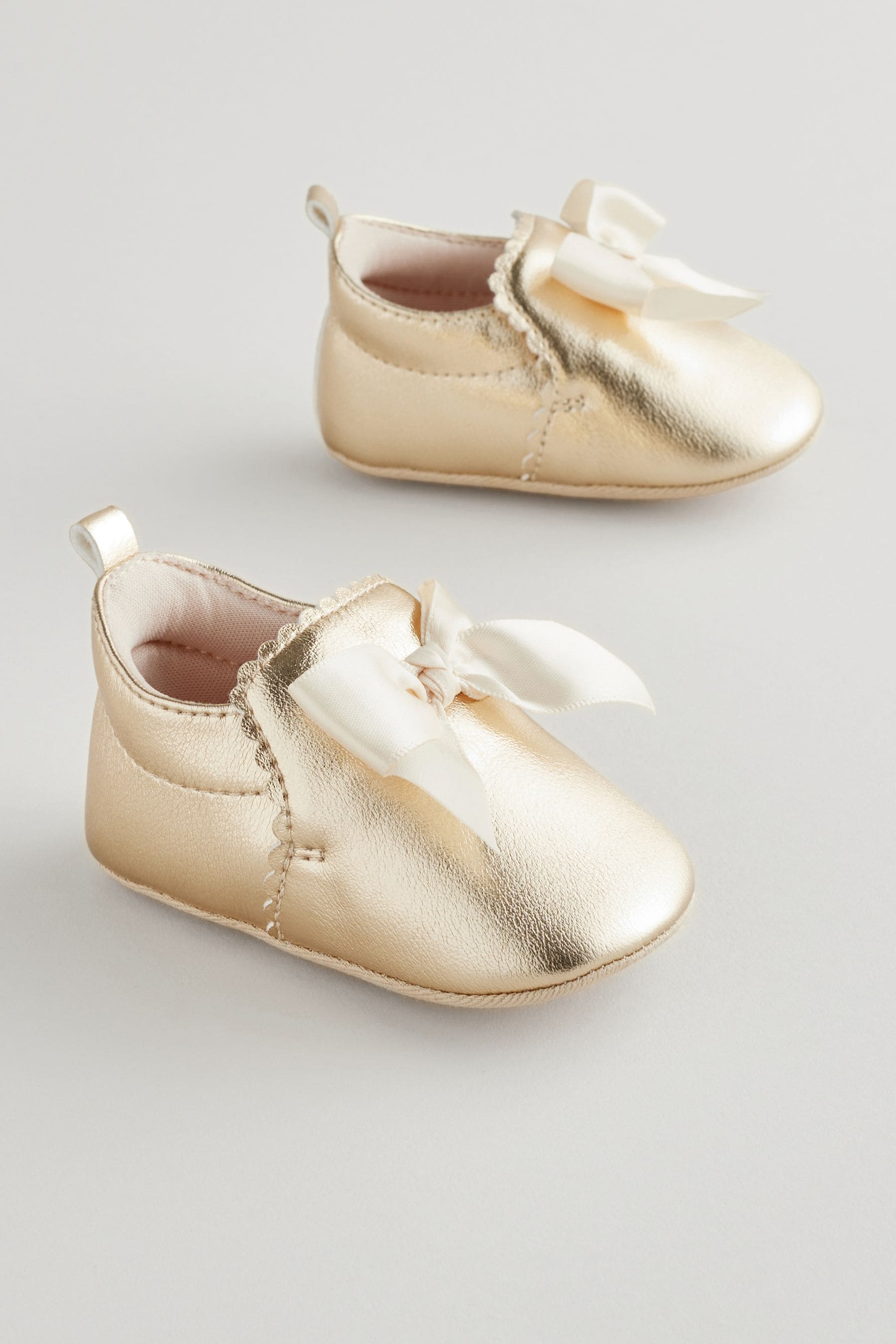 Gold Metallic Bow Baby Boots (0-18mths)