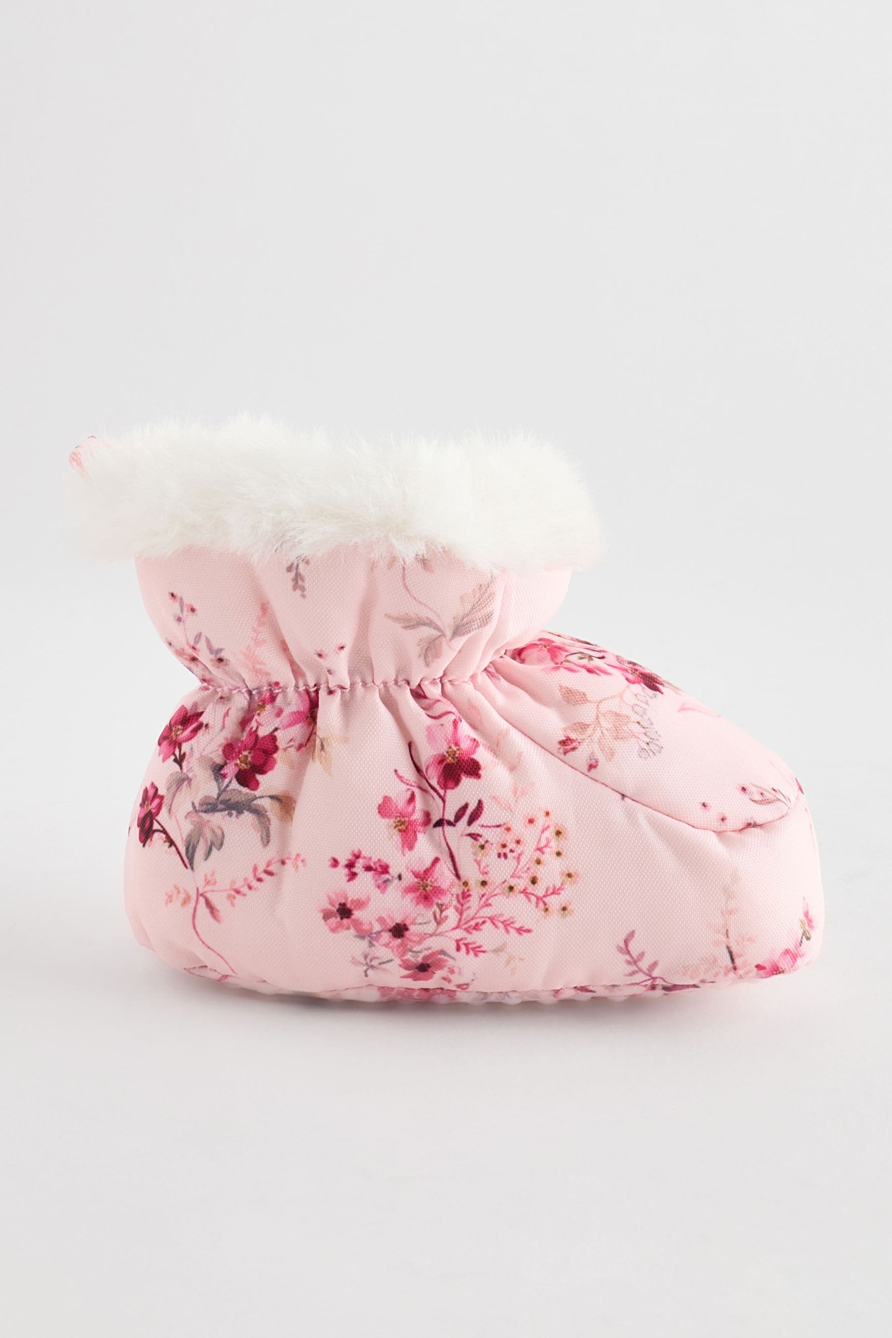 Pink Floral Baby Bootie Shoes (0-24mths)