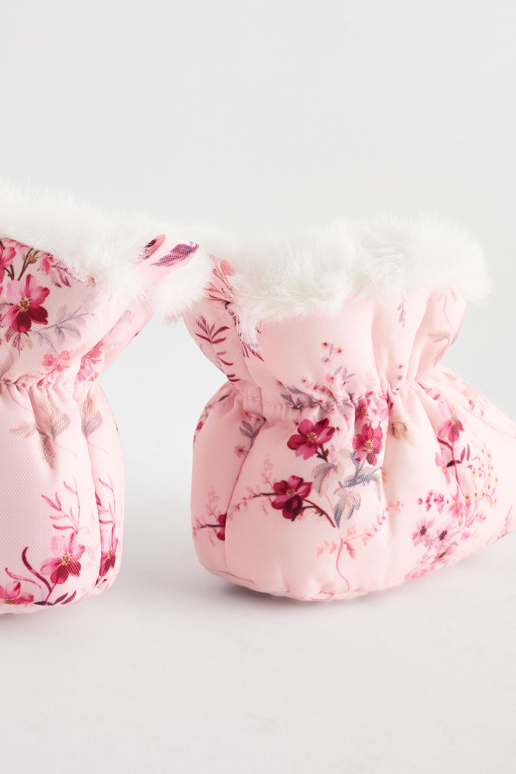 Pink Floral Baby Bootie Shoes (0-24mths)