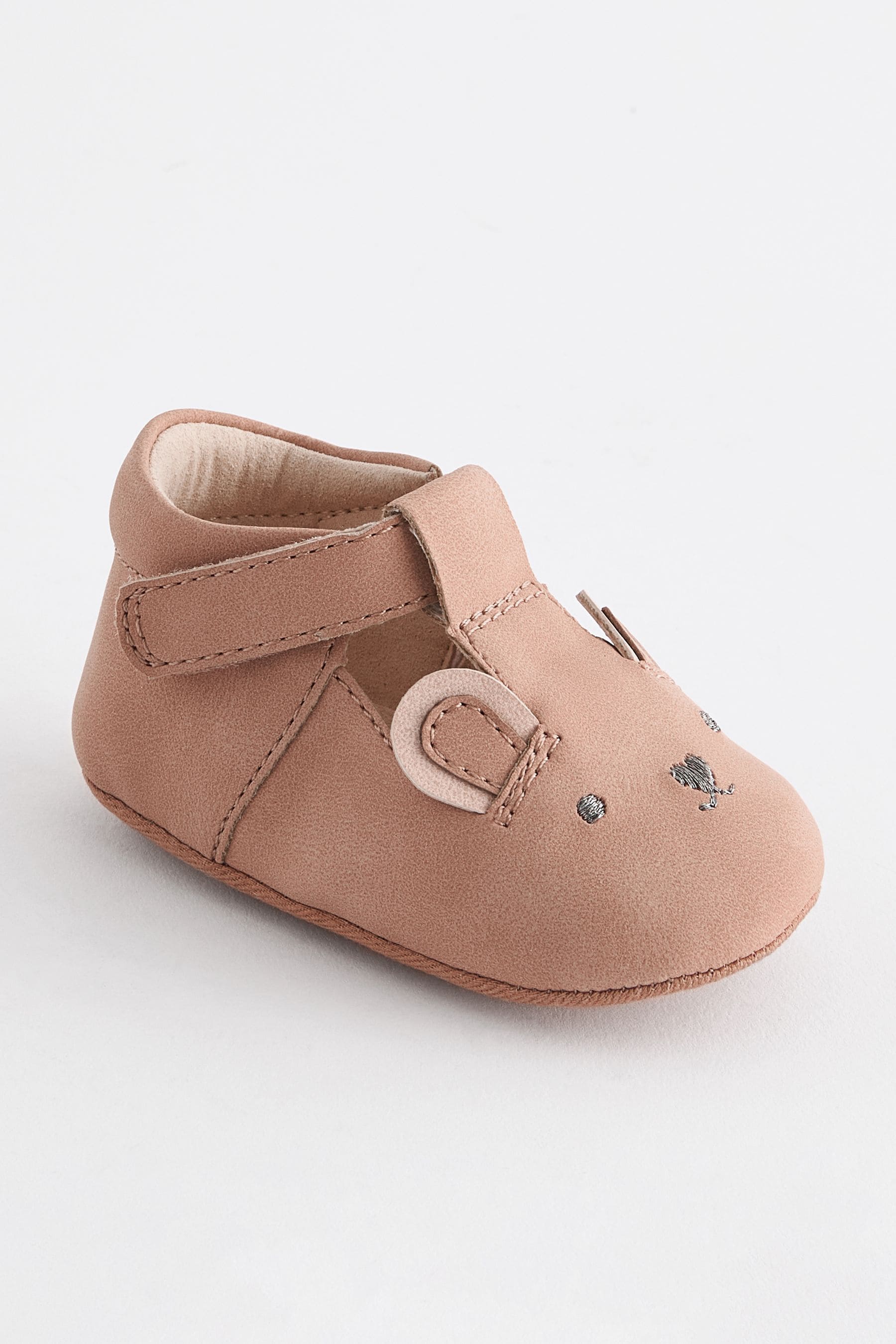 Tan Brown Bear T-Bar Baby Shoes (0-24mths)