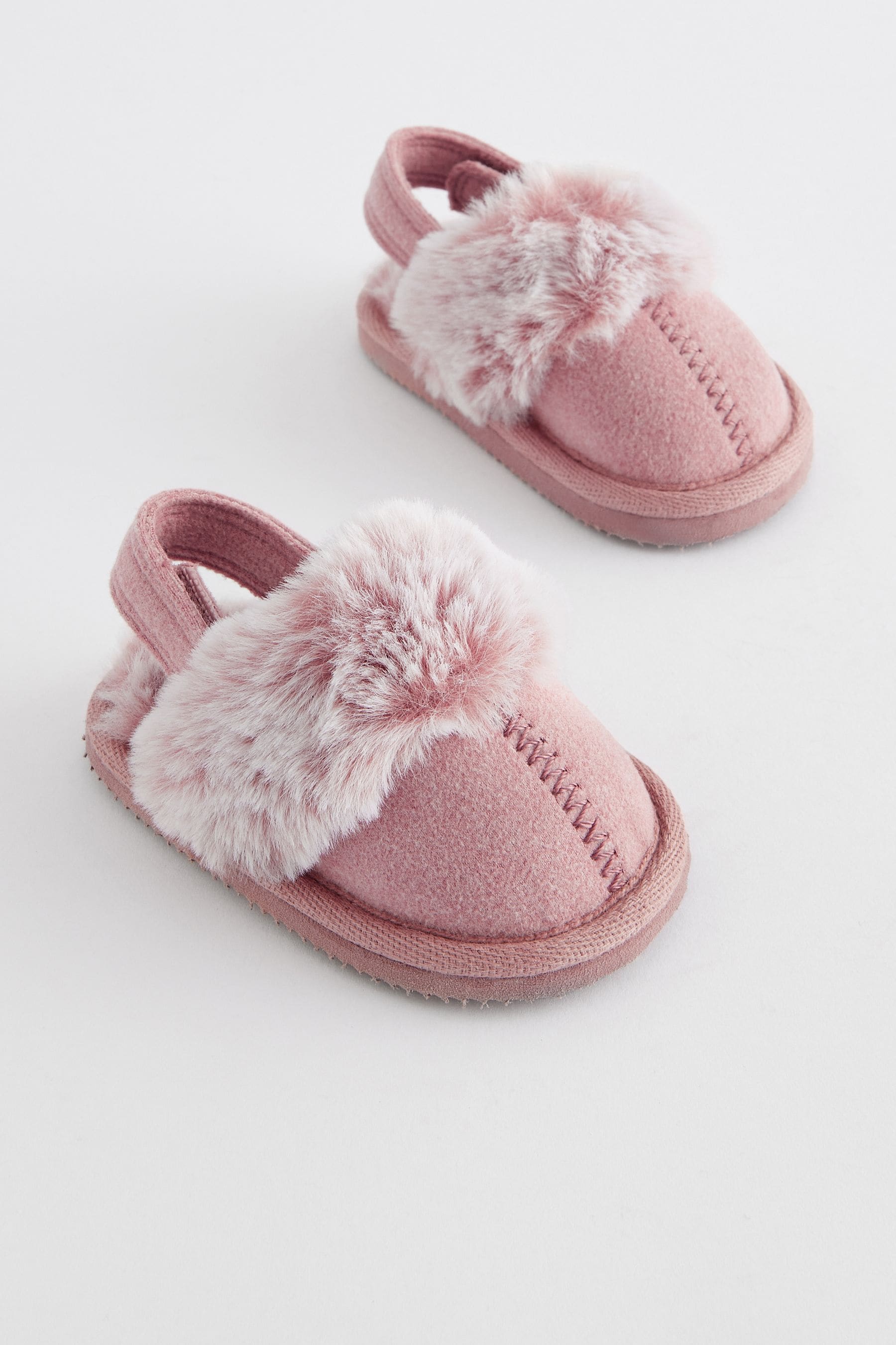 Pink Faux Fur Lined Mule Baby Slippers (0-18mths)