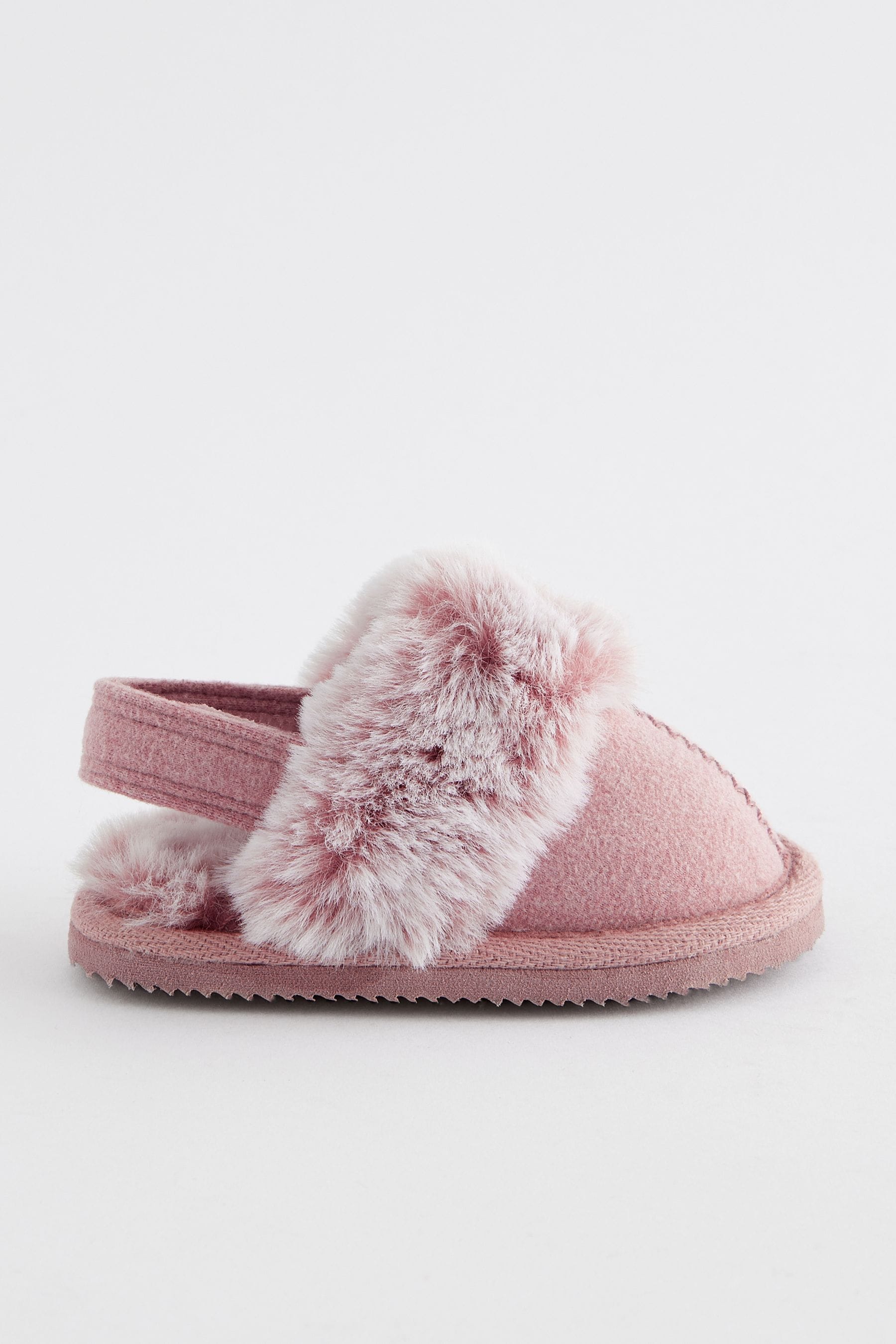 Pink Faux Fur Lined Mule Baby Slippers (0-18mths)