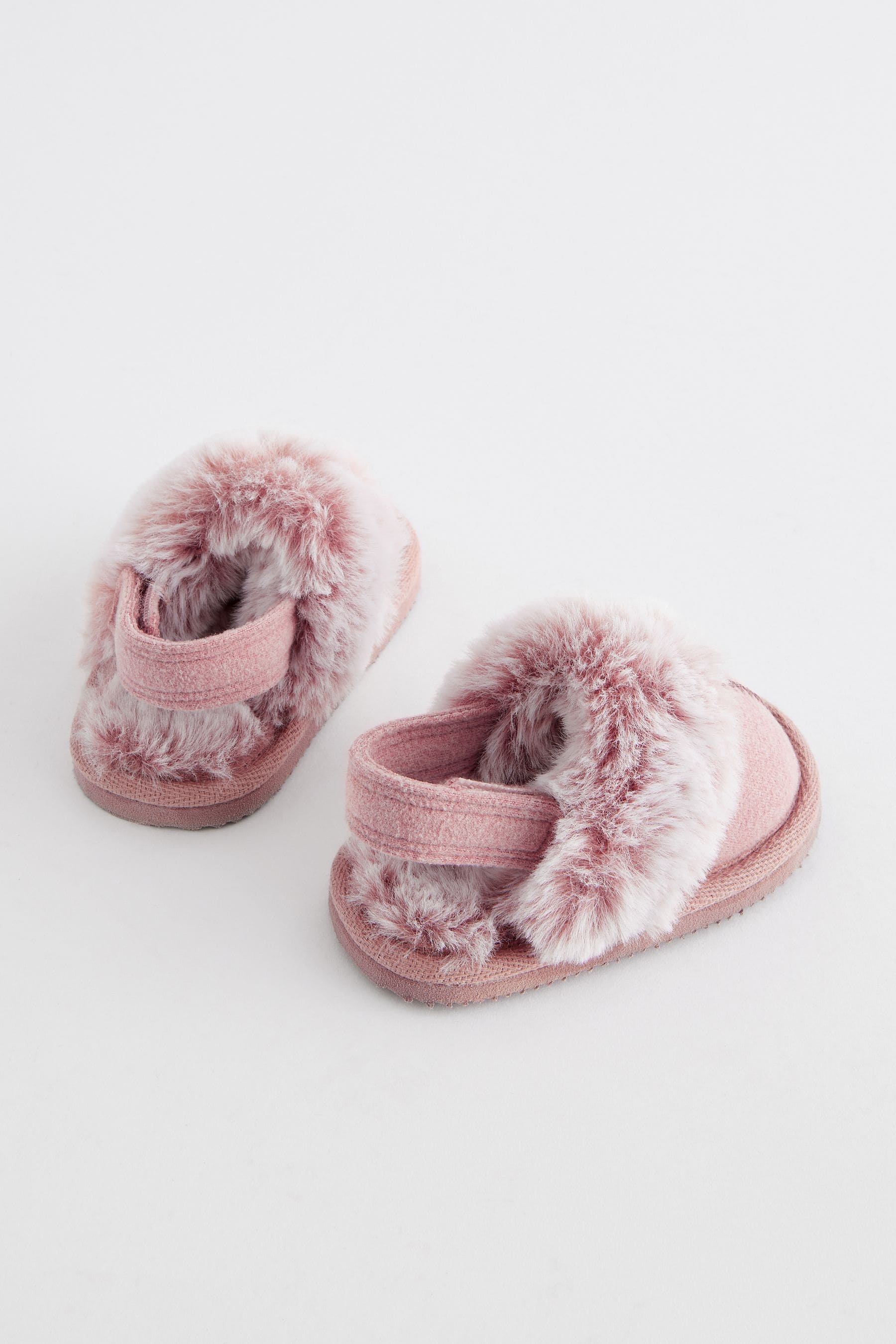 Pink Faux Fur Lined Mule Baby Slippers (0-18mths)