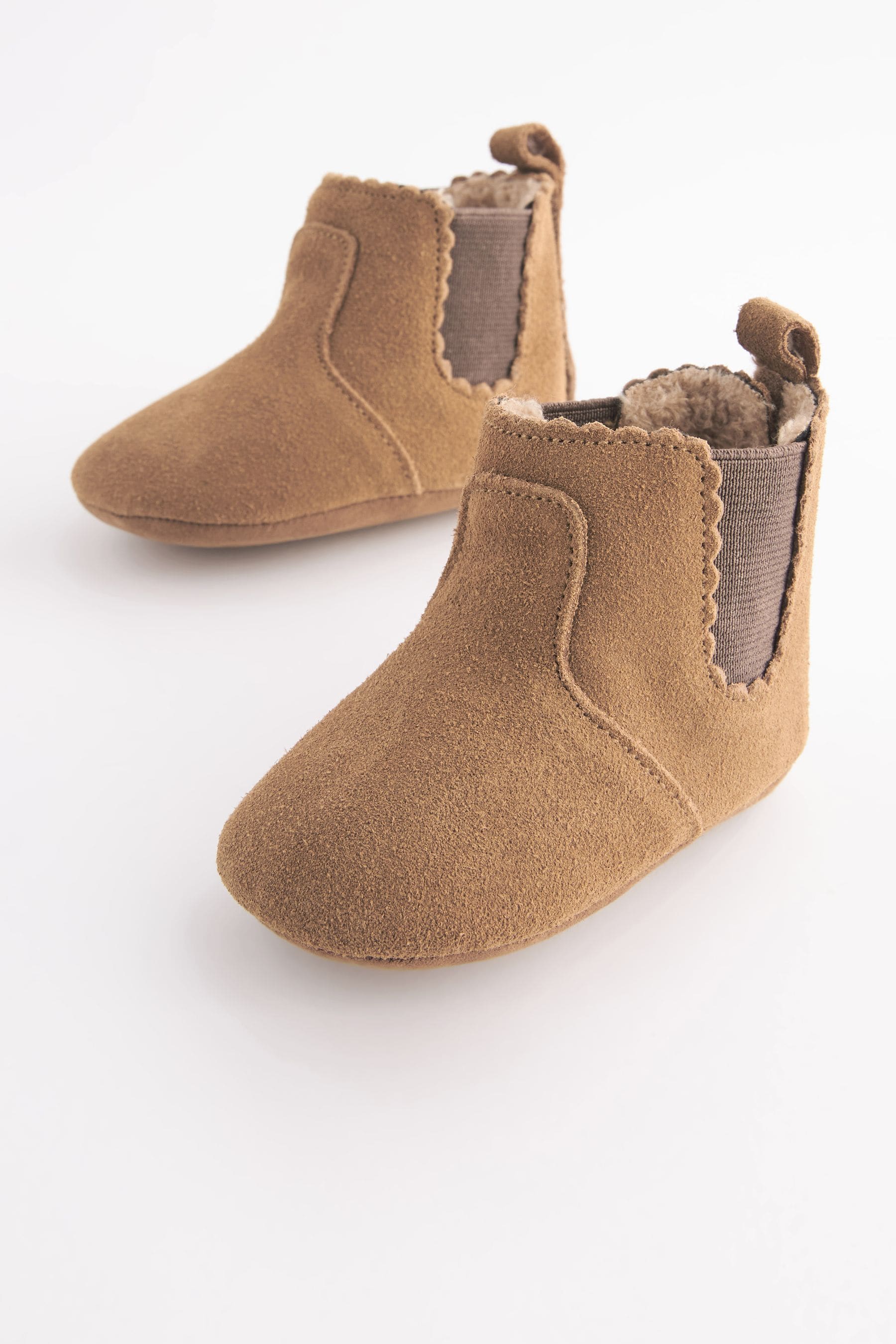 Tan Brown Baby Suede Pull On Boots (0-24mths)