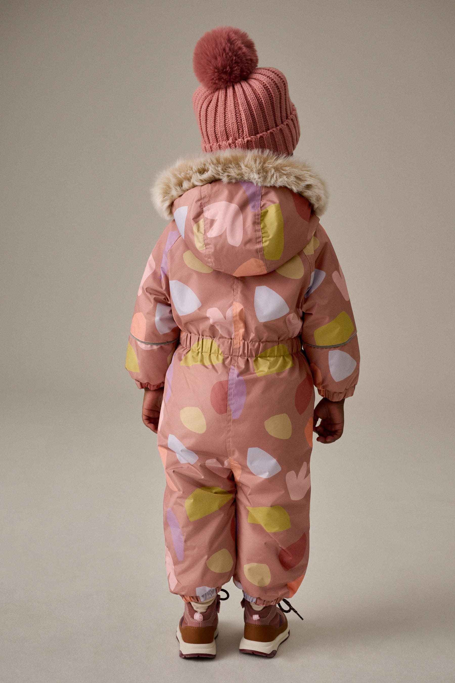 Mink Waterproof Faux Fur Trim Printed Snowsuit (3mths-7yrs)