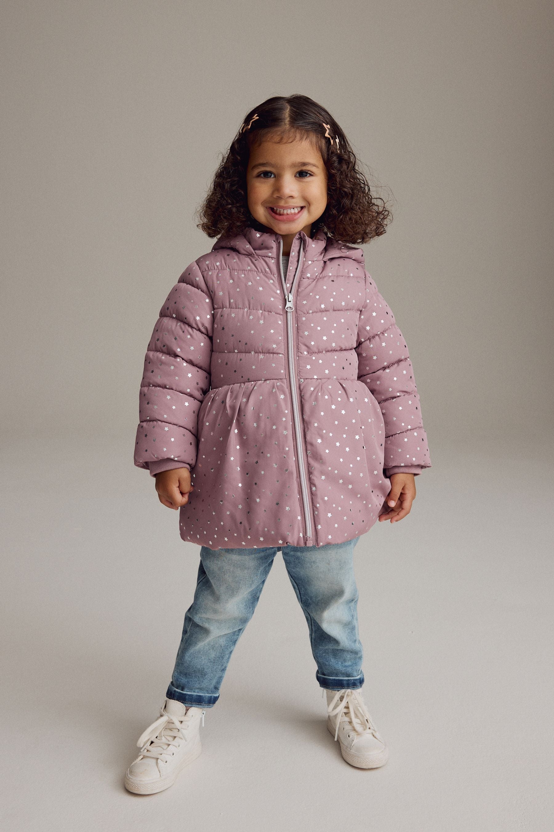 Pink Shower Resistant Foil Skirted Coat (3mths-7yrs)