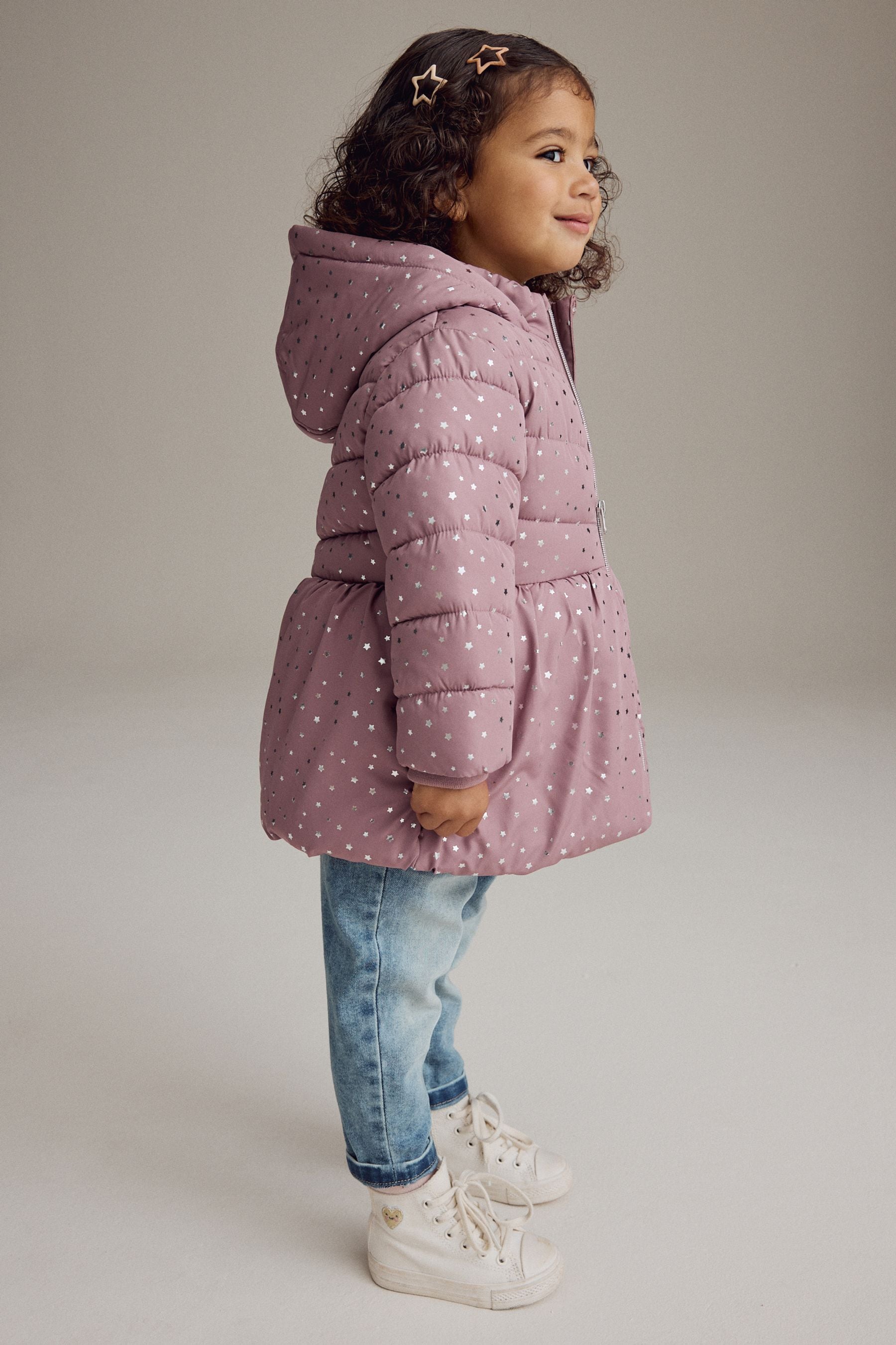 Pink Shower Resistant Foil Skirted Coat (3mths-7yrs)