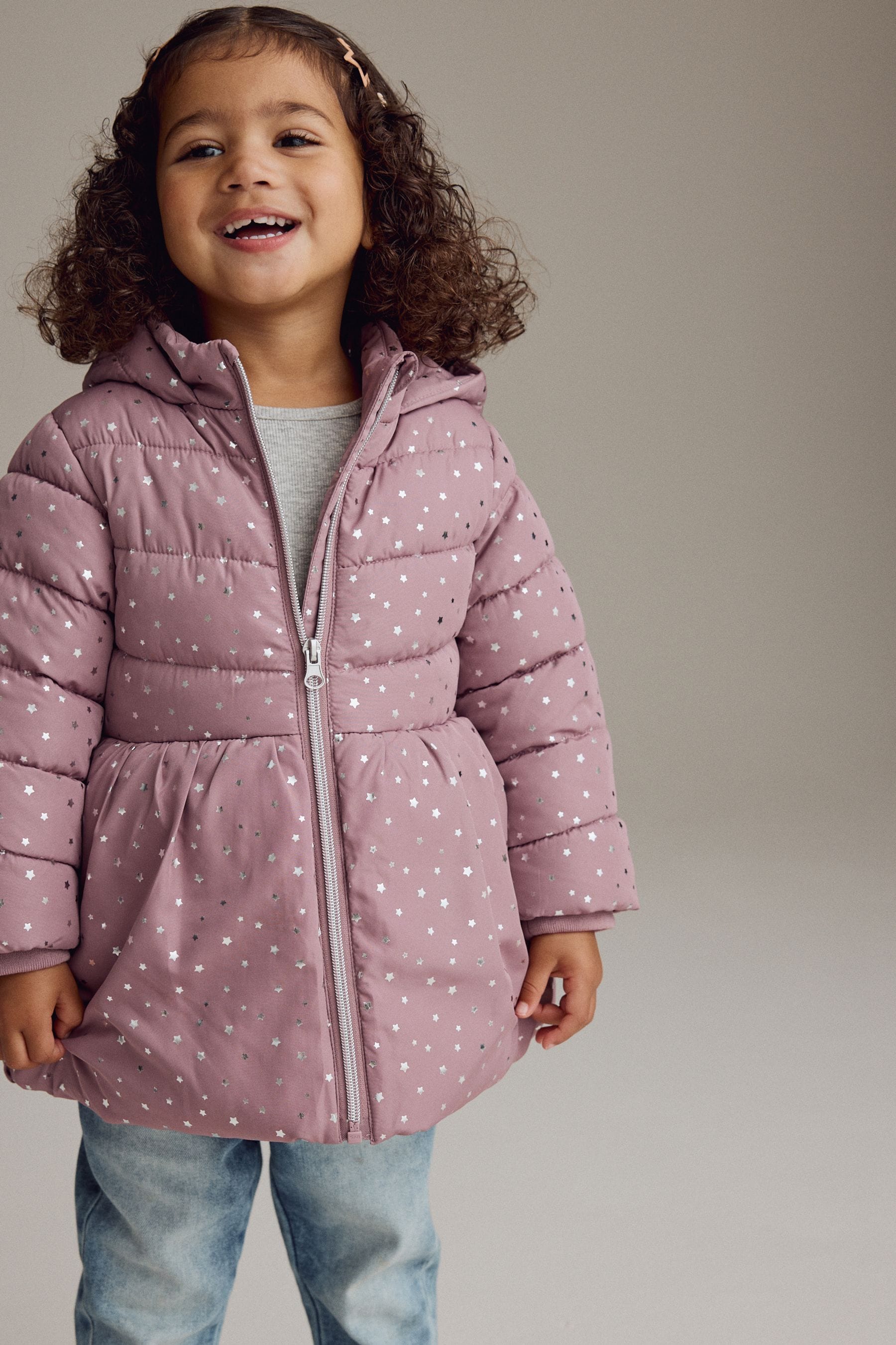 Pink Shower Resistant Foil Skirted Coat (3mths-7yrs)