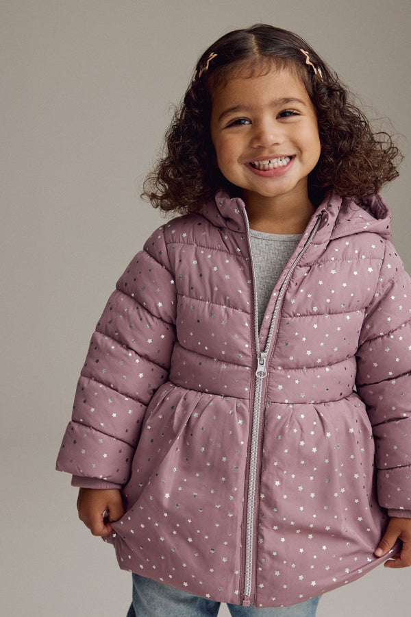 Pink Shower Resistant Foil Skirted Coat (3mths-7yrs)