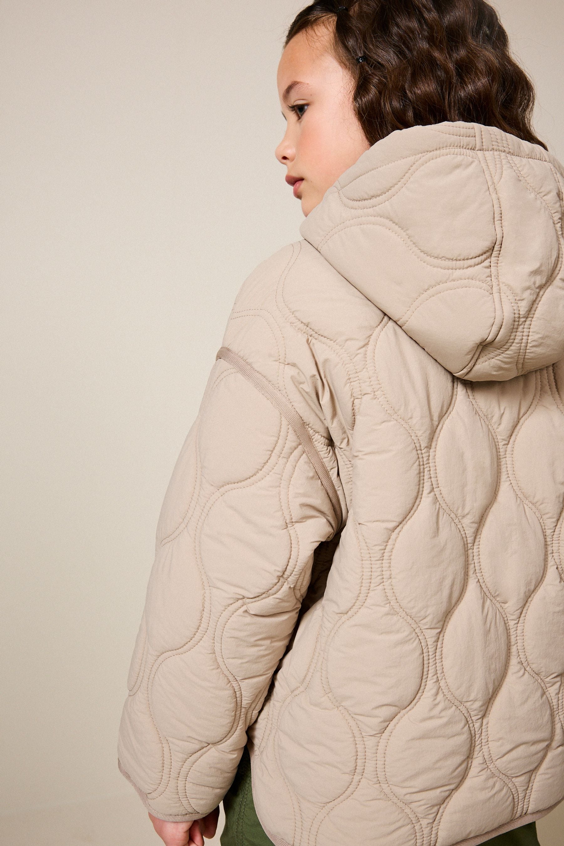 Neutral Shower Resistant Onion Quilted Padded Coat (3-12yrs)