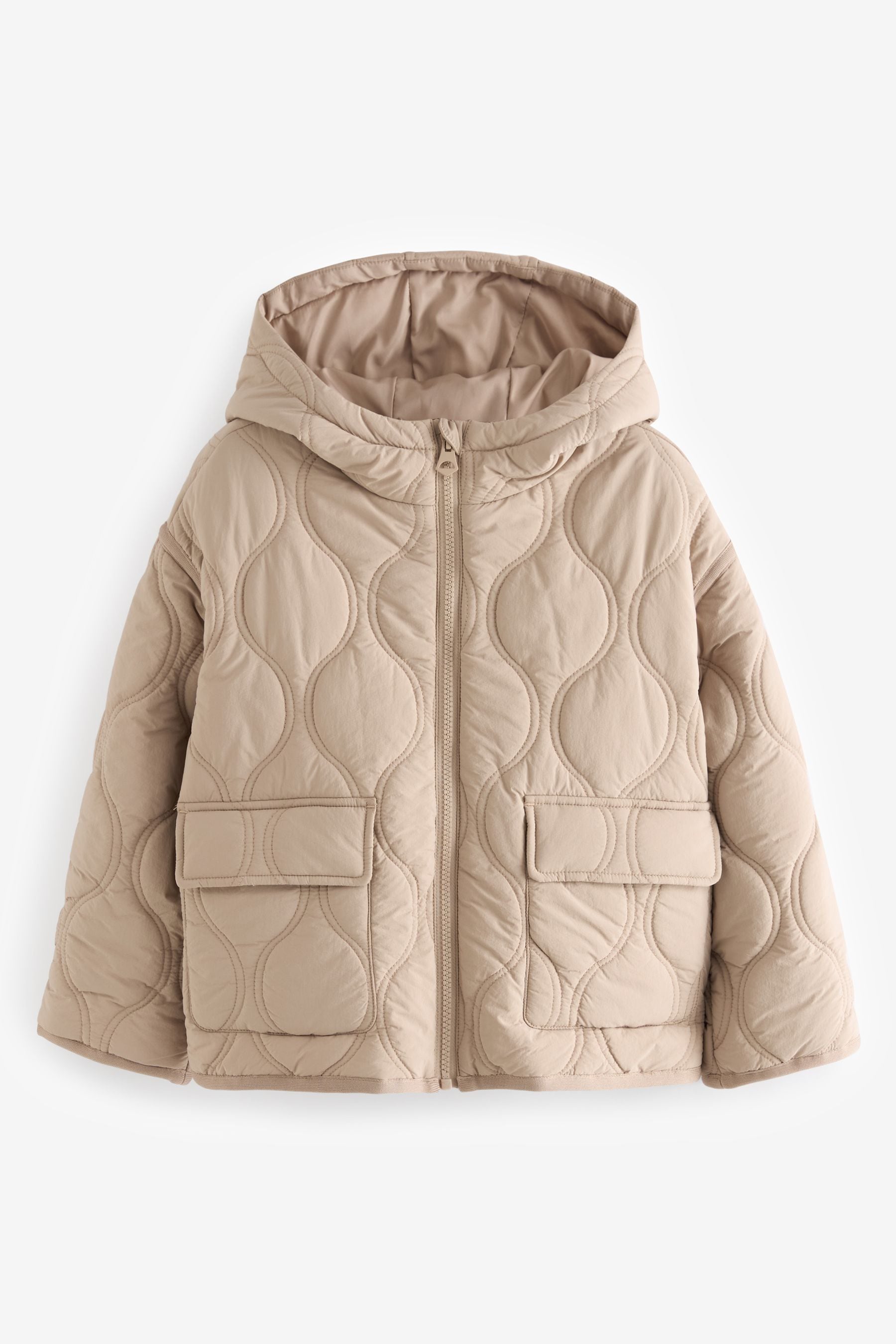 Neutral Shower Resistant Onion Quilted Padded Coat (3-12yrs)