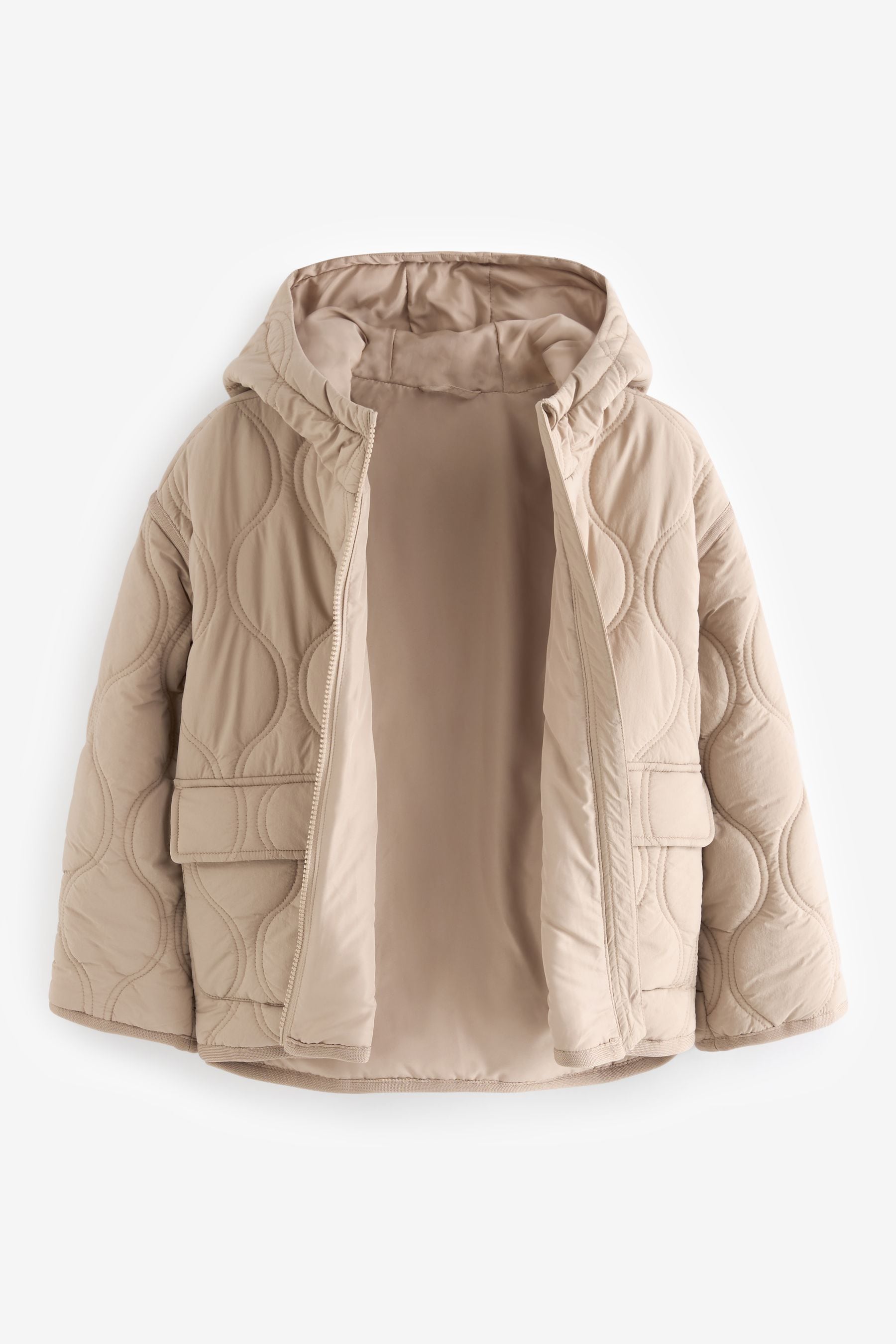 Neutral Shower Resistant Onion Quilted Padded Coat (3-12yrs)