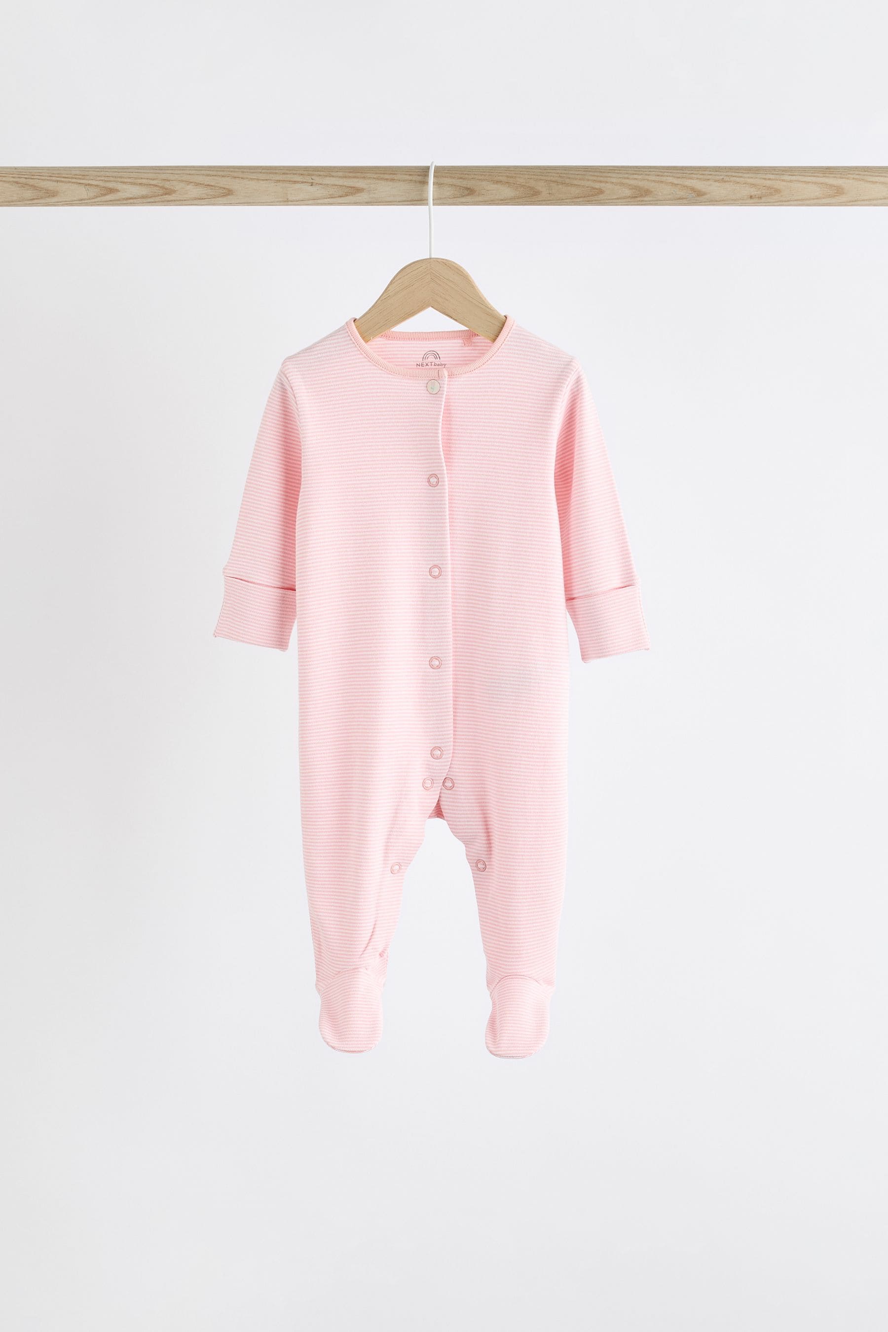 Pink 4 Pack Baby Sleepsuit (0-2yrs)