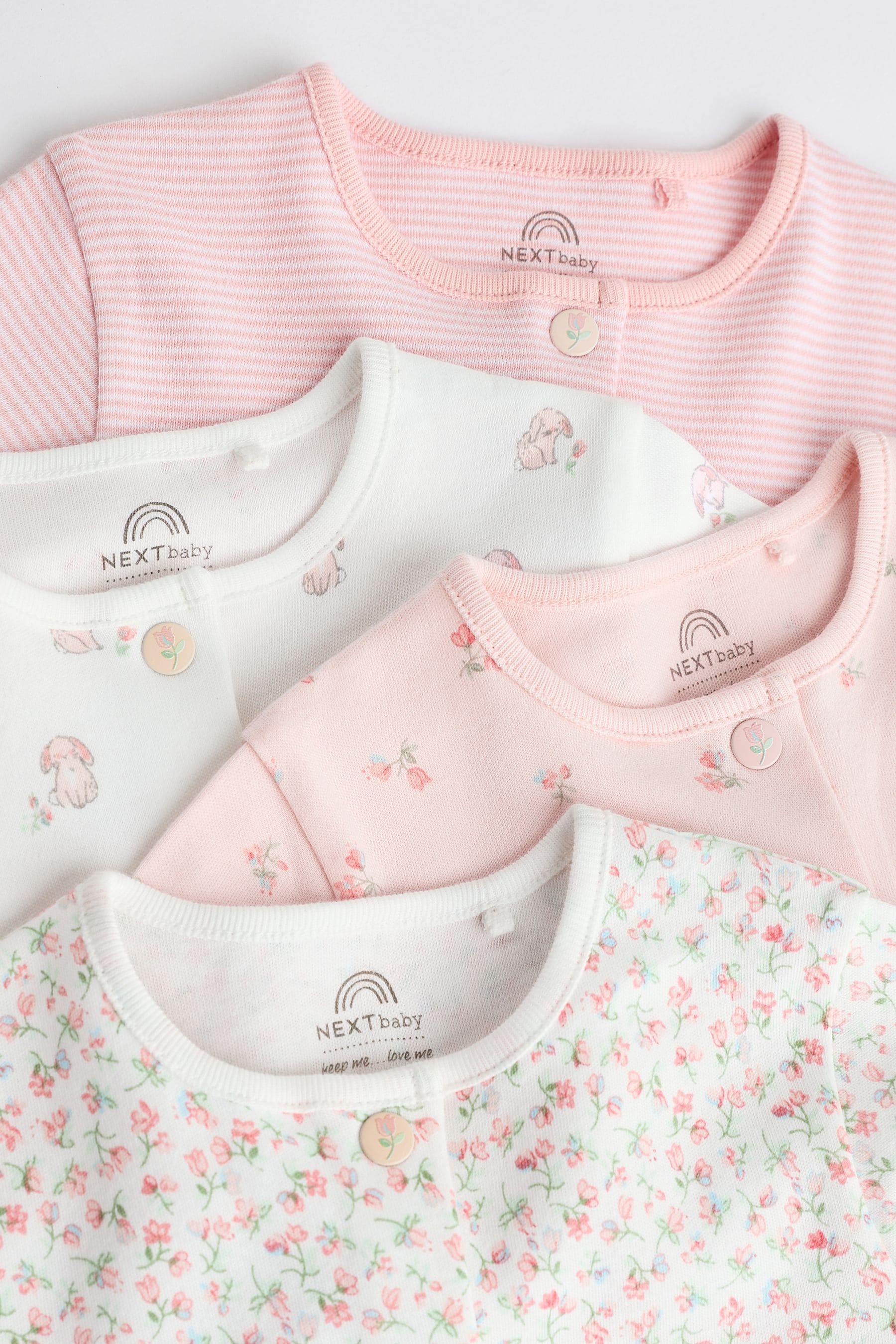 Pink 4 Pack Baby Sleepsuit (0-2yrs)