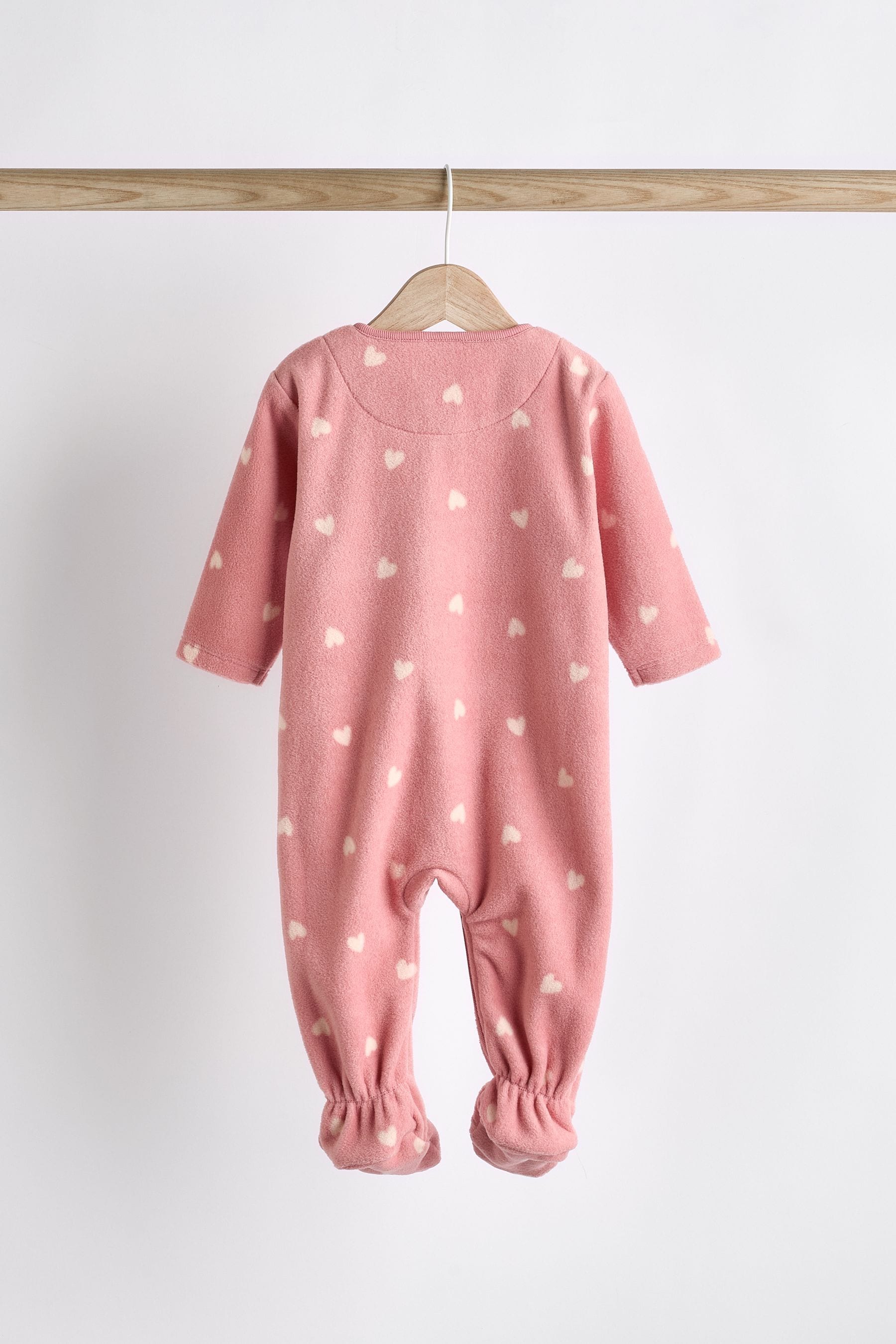 Pink Baby Microfleece Zip Sleepsuits 2 Pack