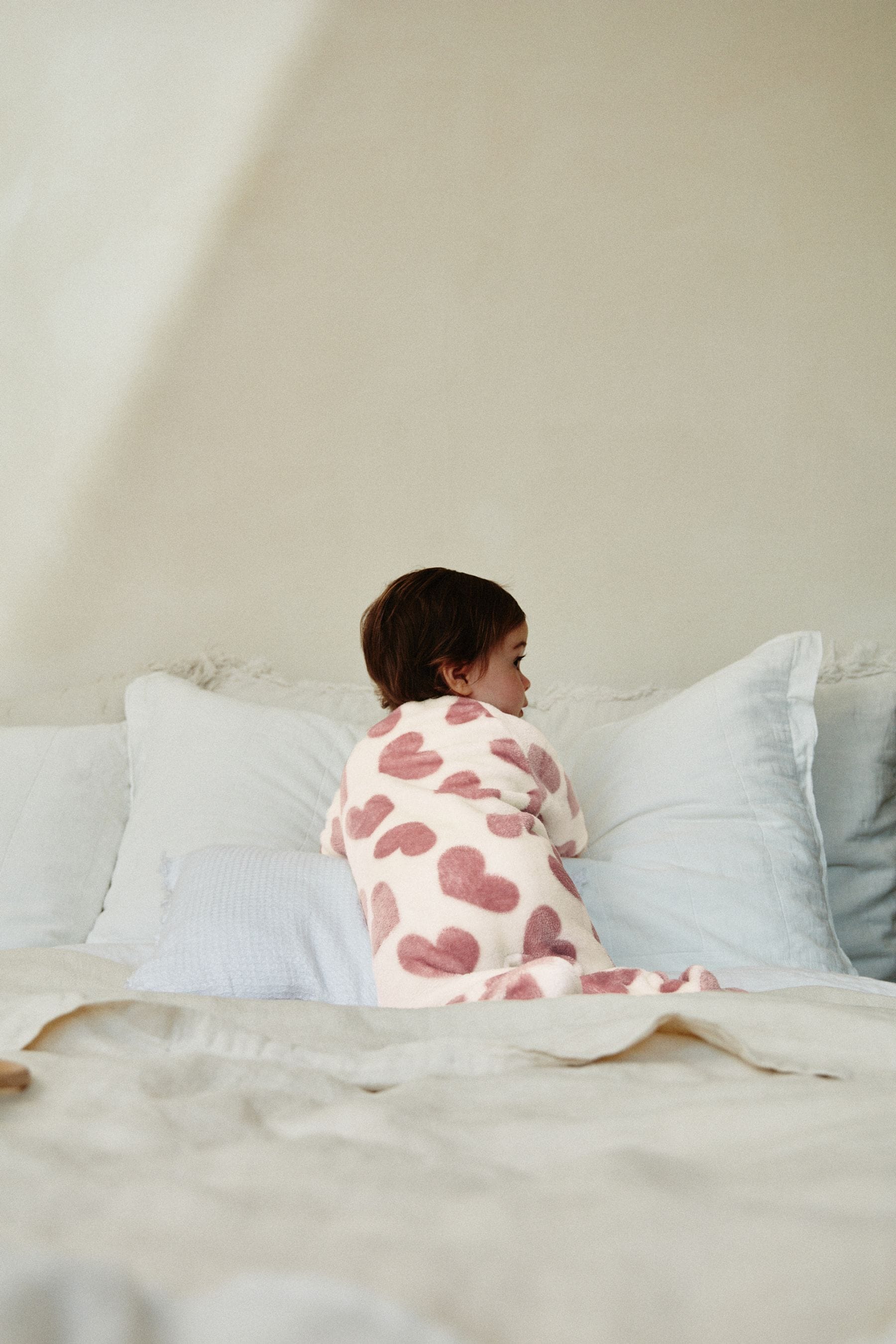 Pink heart Baby Zip Fleece Sleepsuit