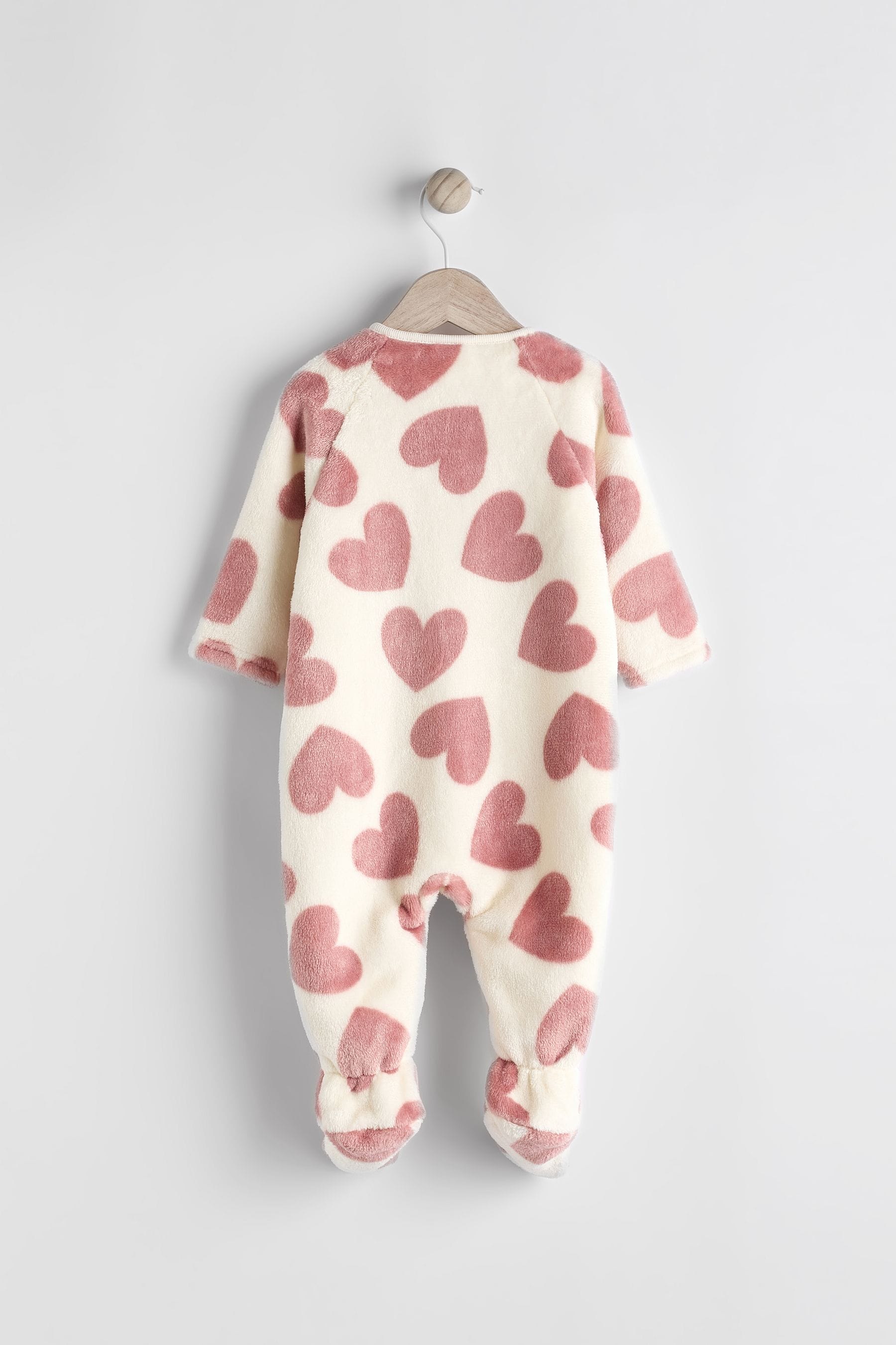 Pink heart Baby Zip Fleece Sleepsuit