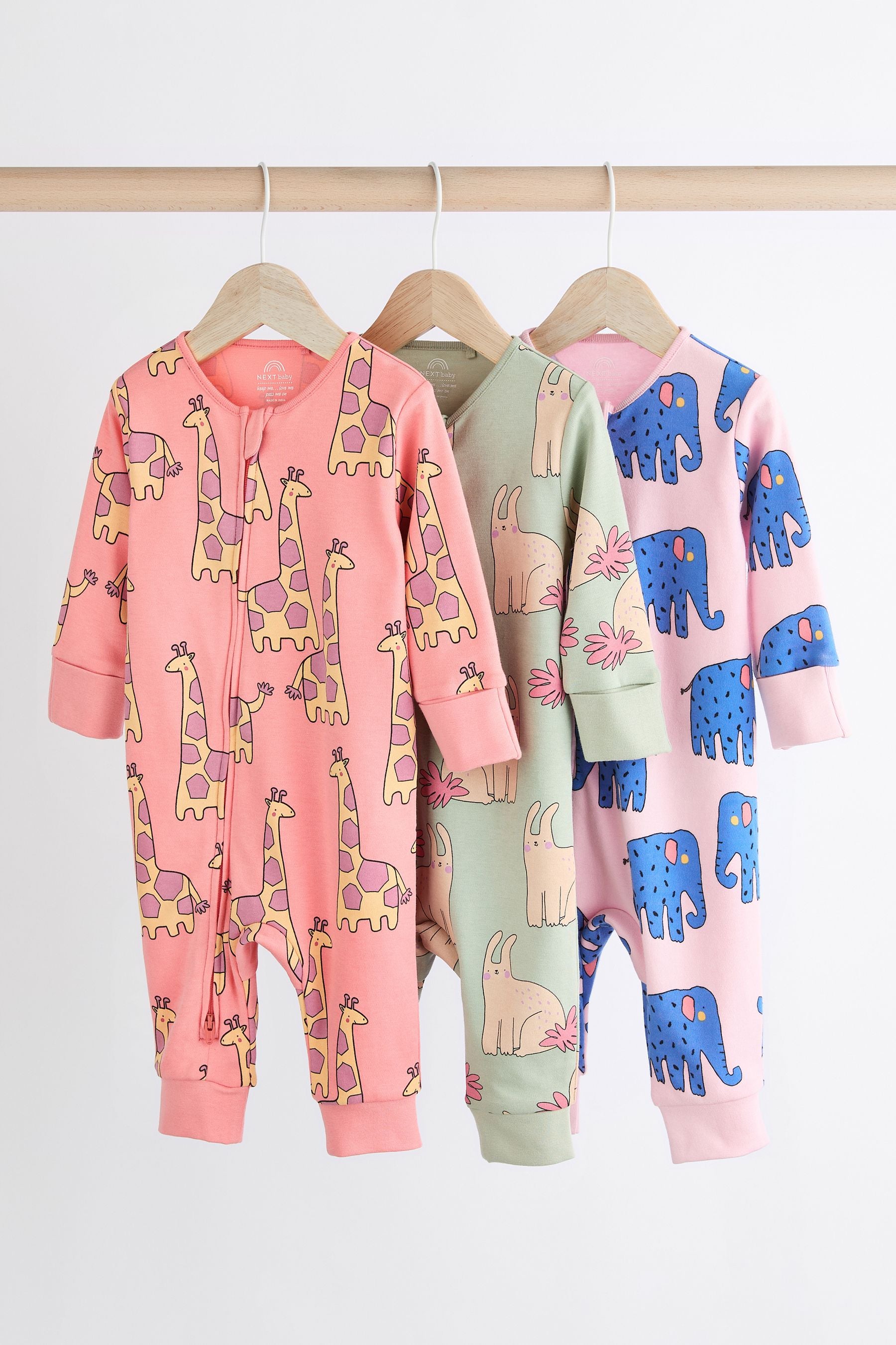 Multi Animal Baby Printed 100% Cotton Sleepsuit (0mths-3yrs)