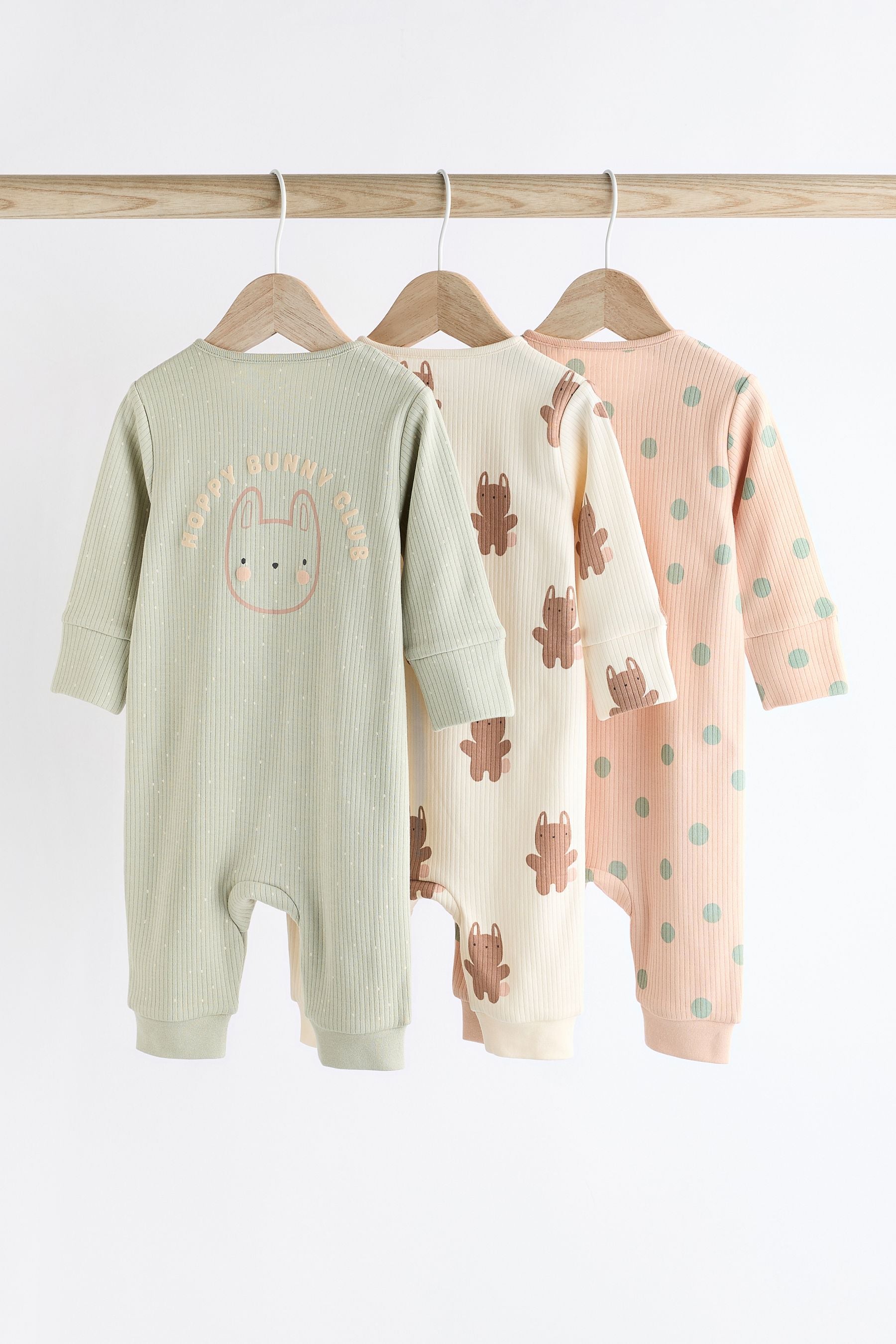 Mint Green Baby Footless Zip Sleepsuit 3 Pack (0mths-3yrs)