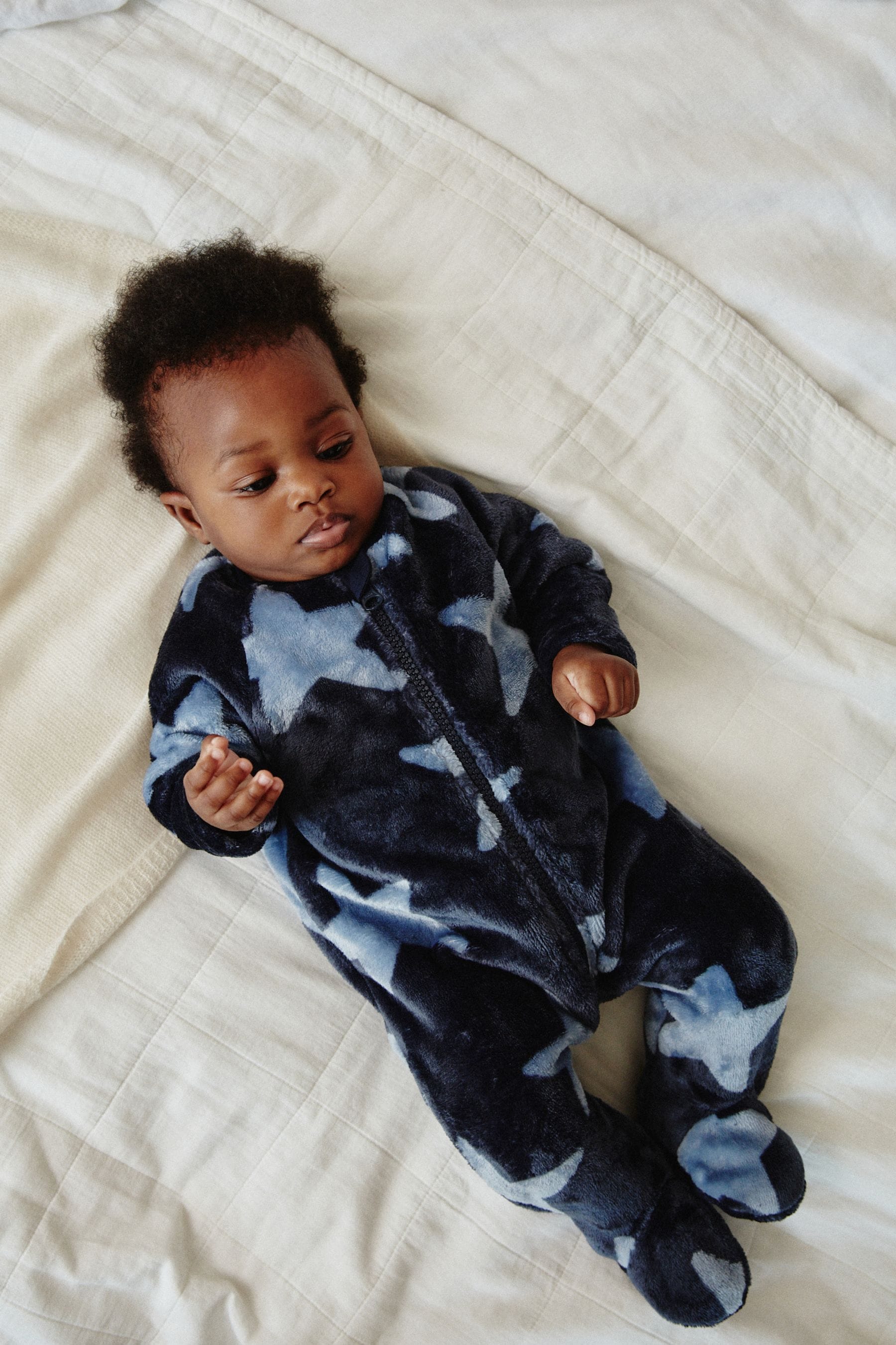 Blue Star Zip Fleece Baby Sleepsuit