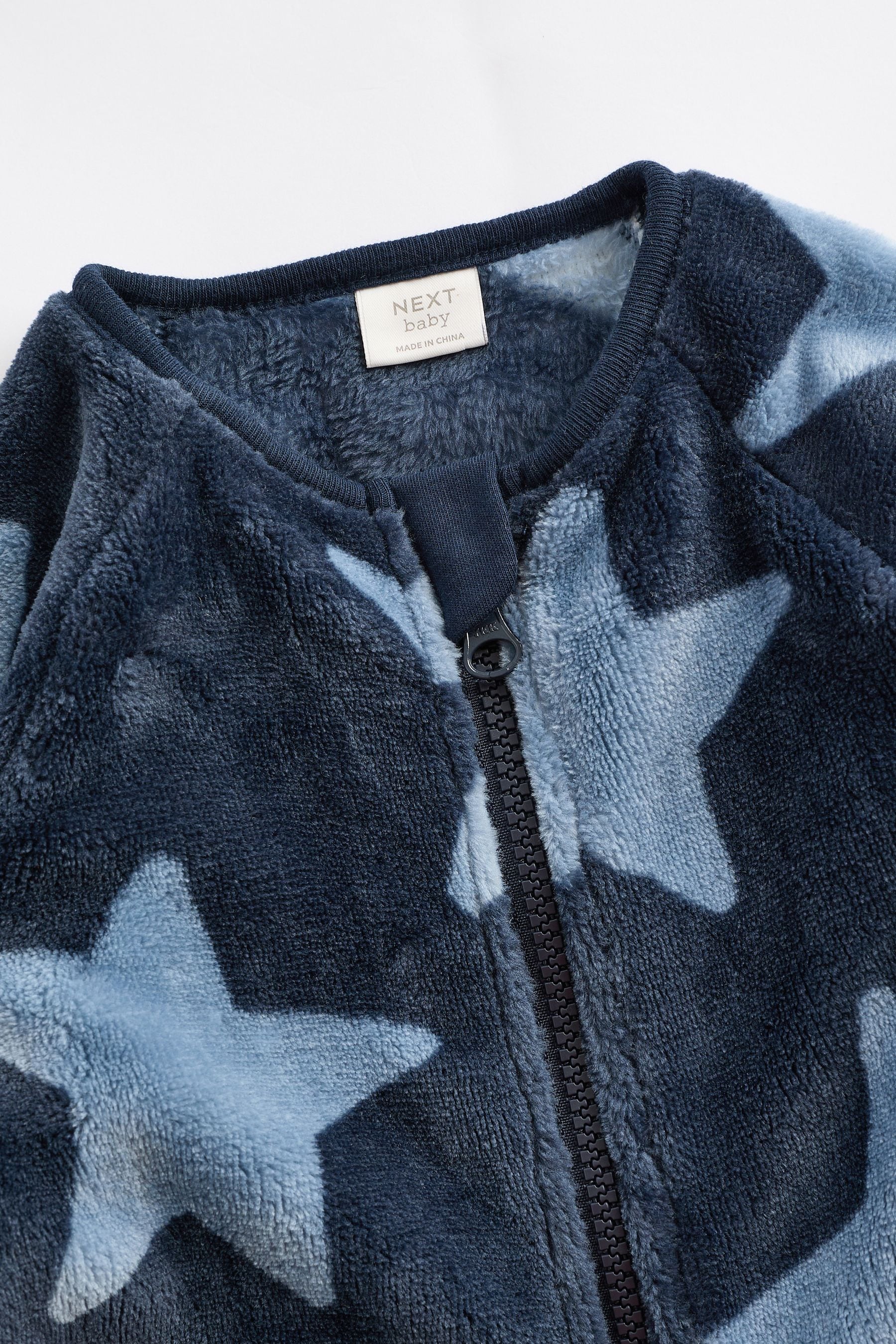 Blue Star Zip Fleece Baby Sleepsuit