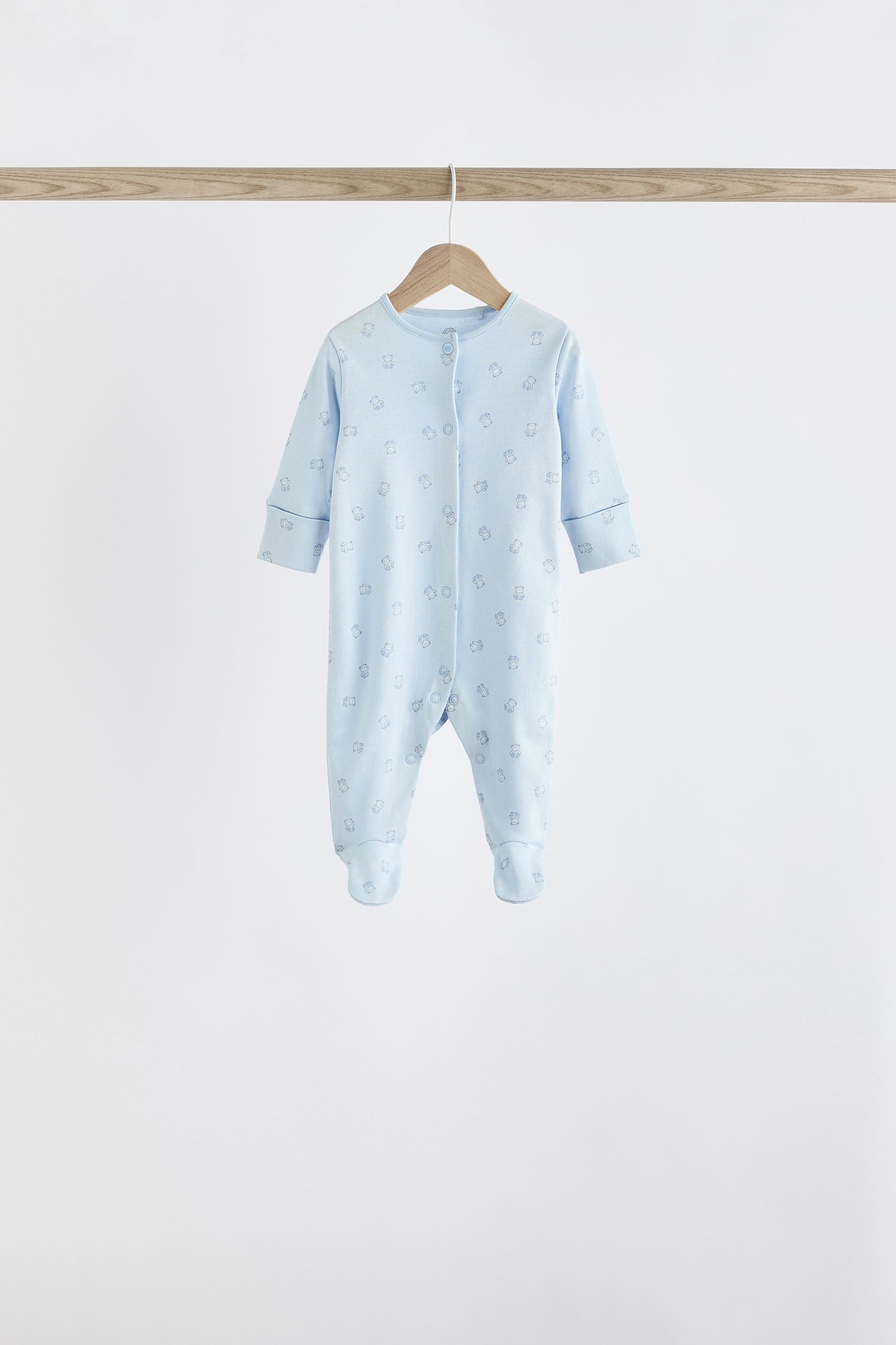 Blue 7 Pack Baby Bear Sleepsuits (0-2yrs)