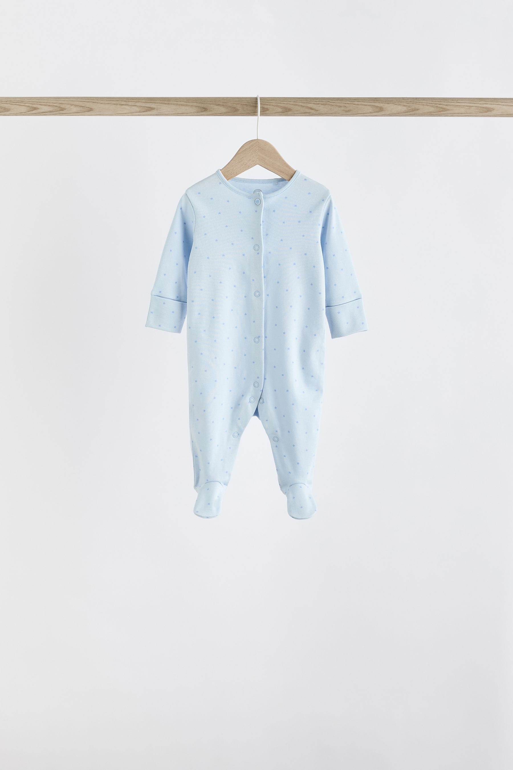 Blue 7 Pack Baby Bear Sleepsuits (0-2yrs)