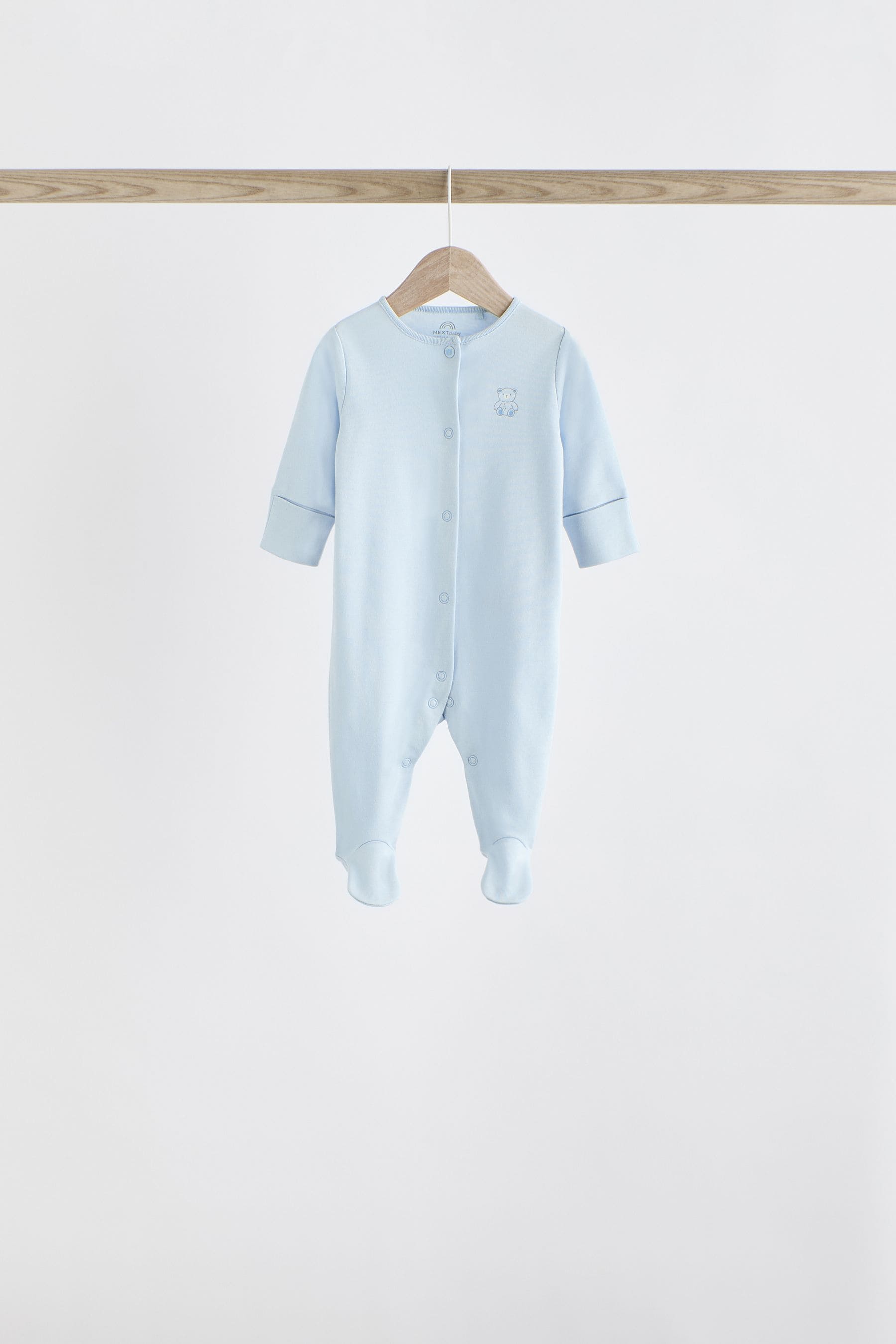 Blue 7 Pack Baby Bear Sleepsuits (0-2yrs)