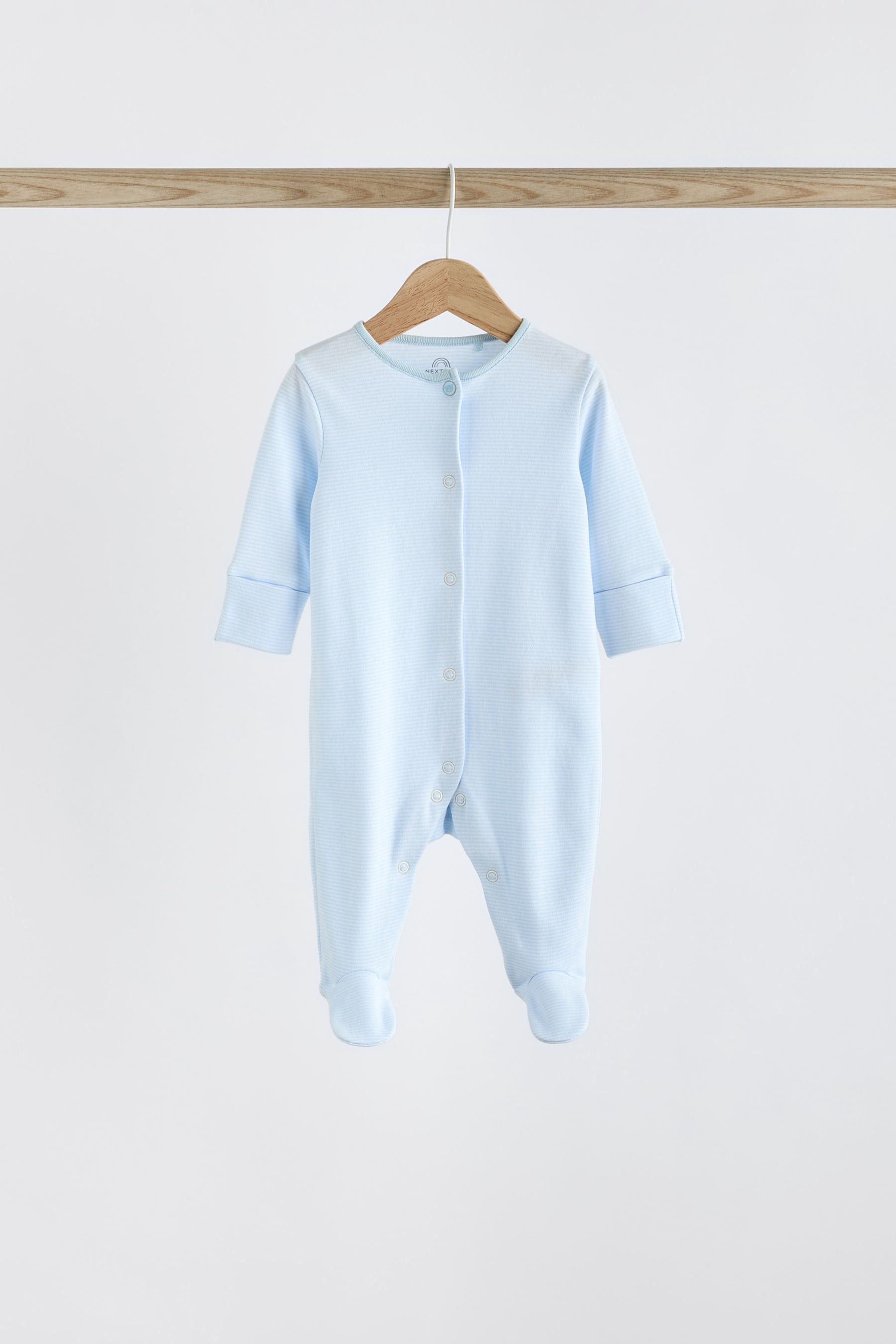 Blue 4 Pack Baby Bear Cotton Sleepsuit (0-2yrs)