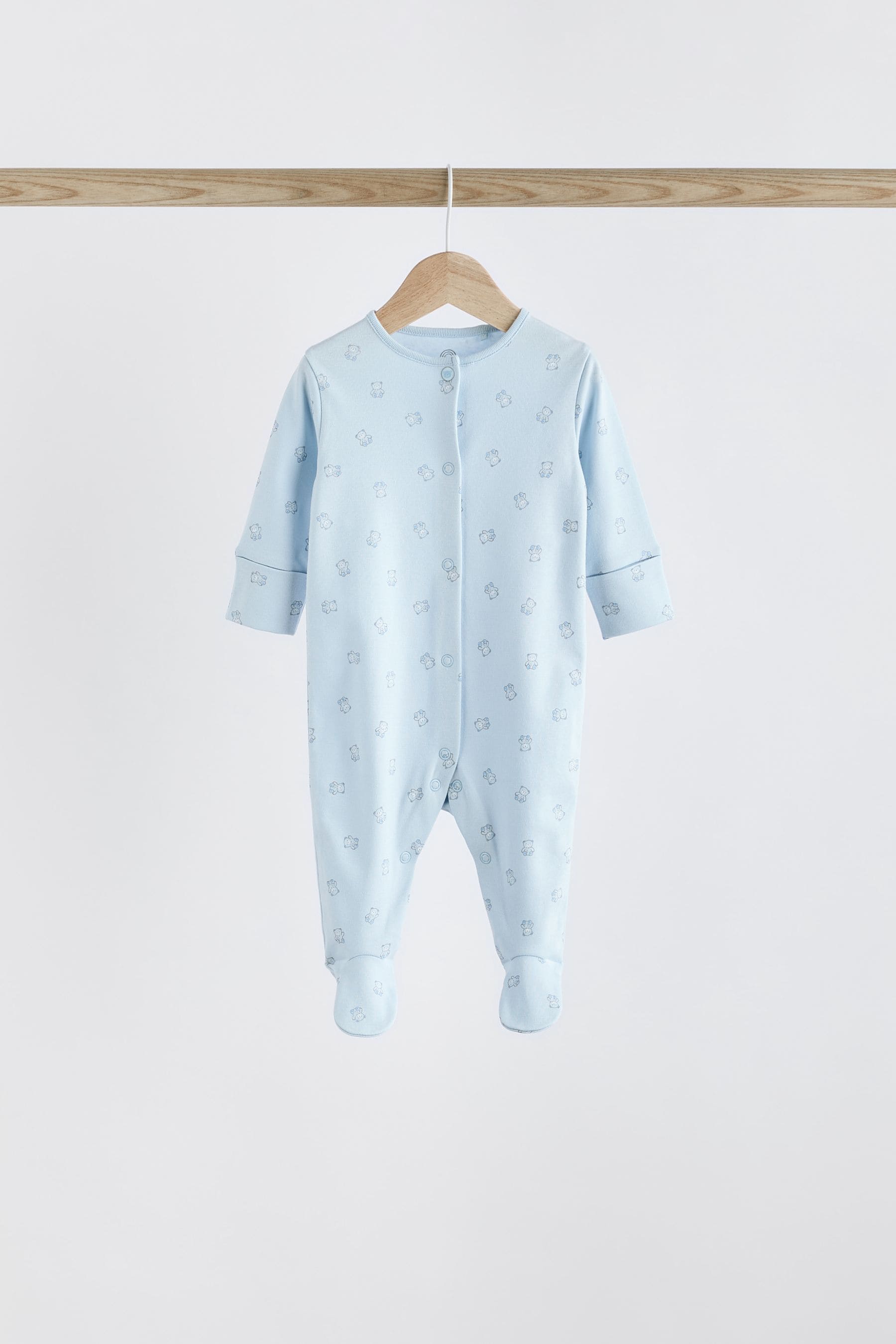 Blue 4 Pack Baby Bear Sleepsuits (0-2yrs)