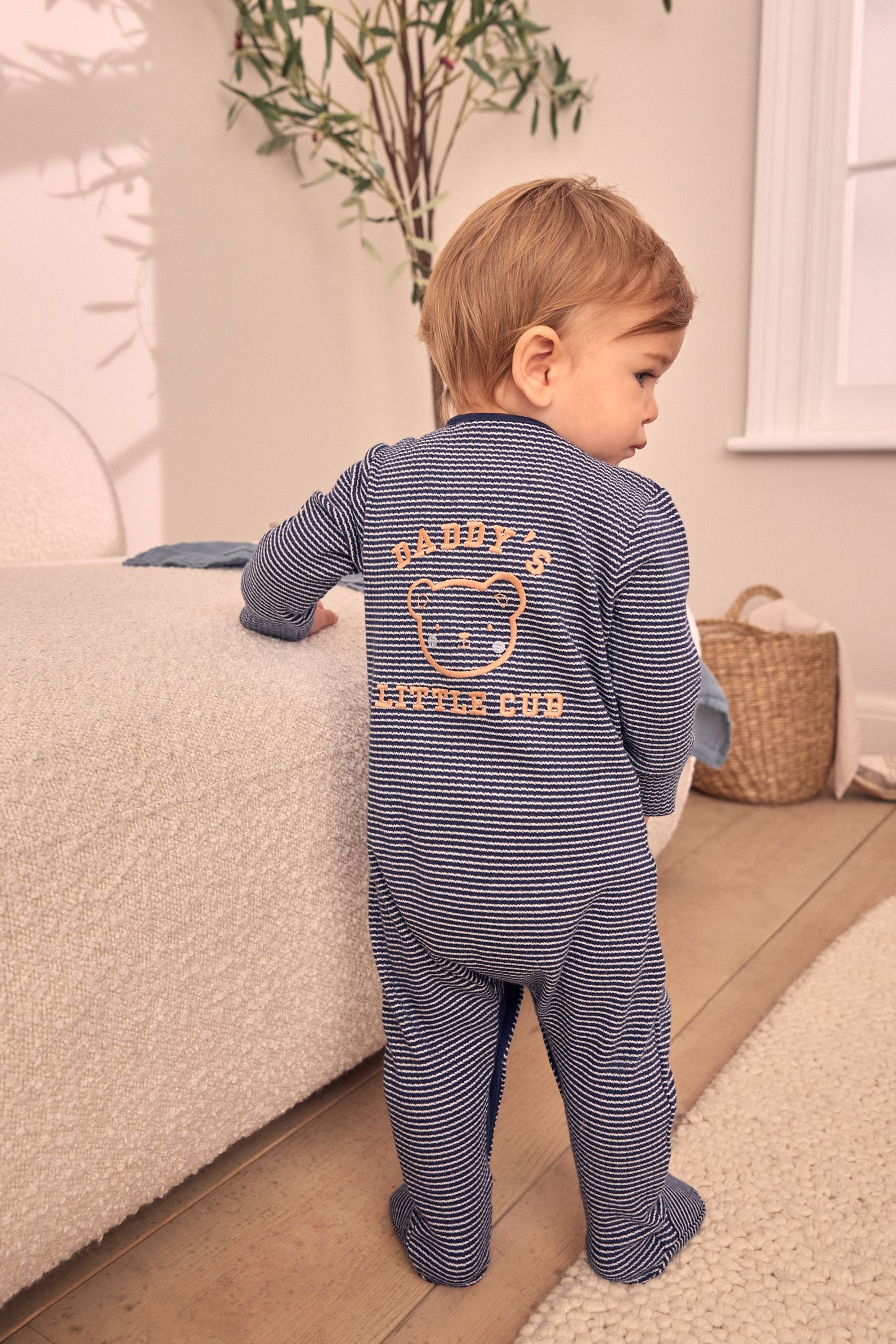 Navy Blue Daddy Family Baby Sleepsuit (0-2yrs)