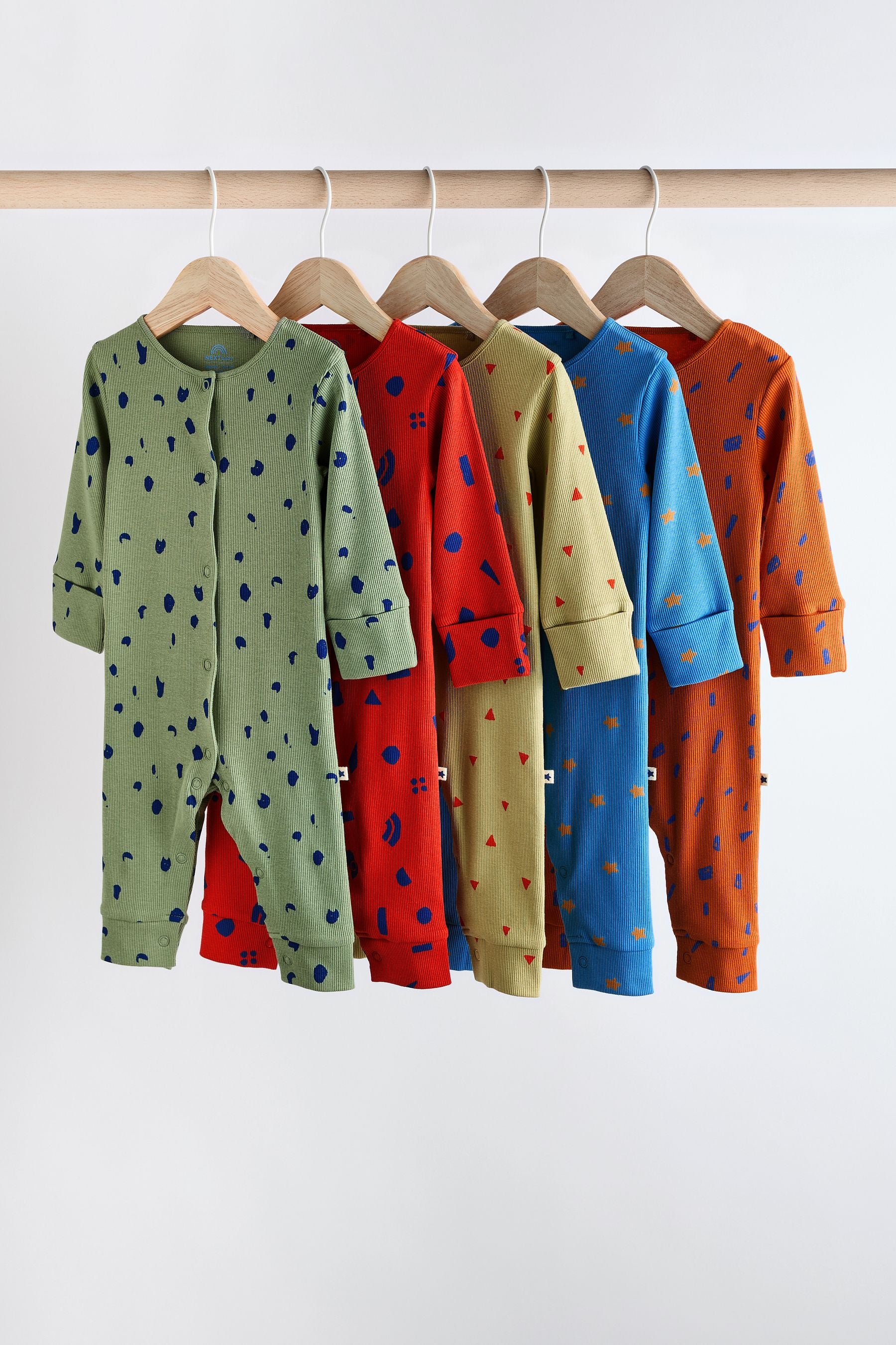 Multi Baby 100% Cotton Sleepsuits 5 Pack (0mths-3yrs)