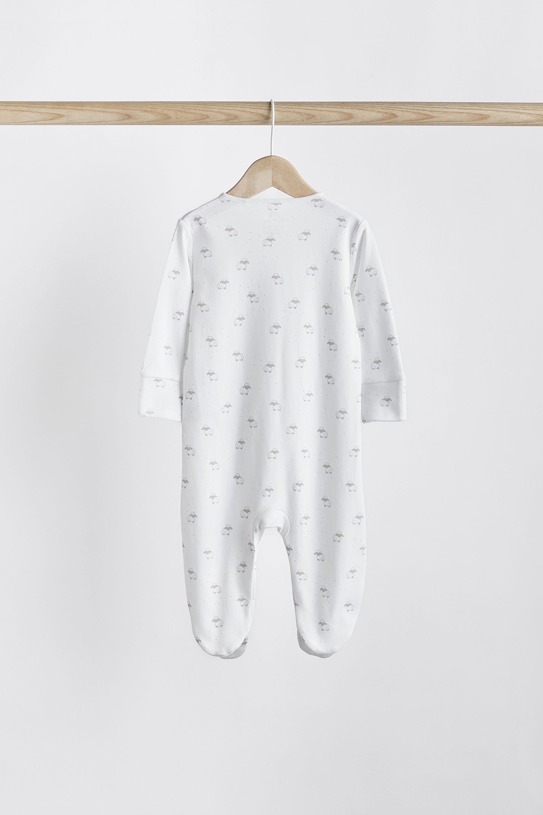 White 4 Pack Delicate Animal Baby Printed Sleepsuits (0-2yrs)