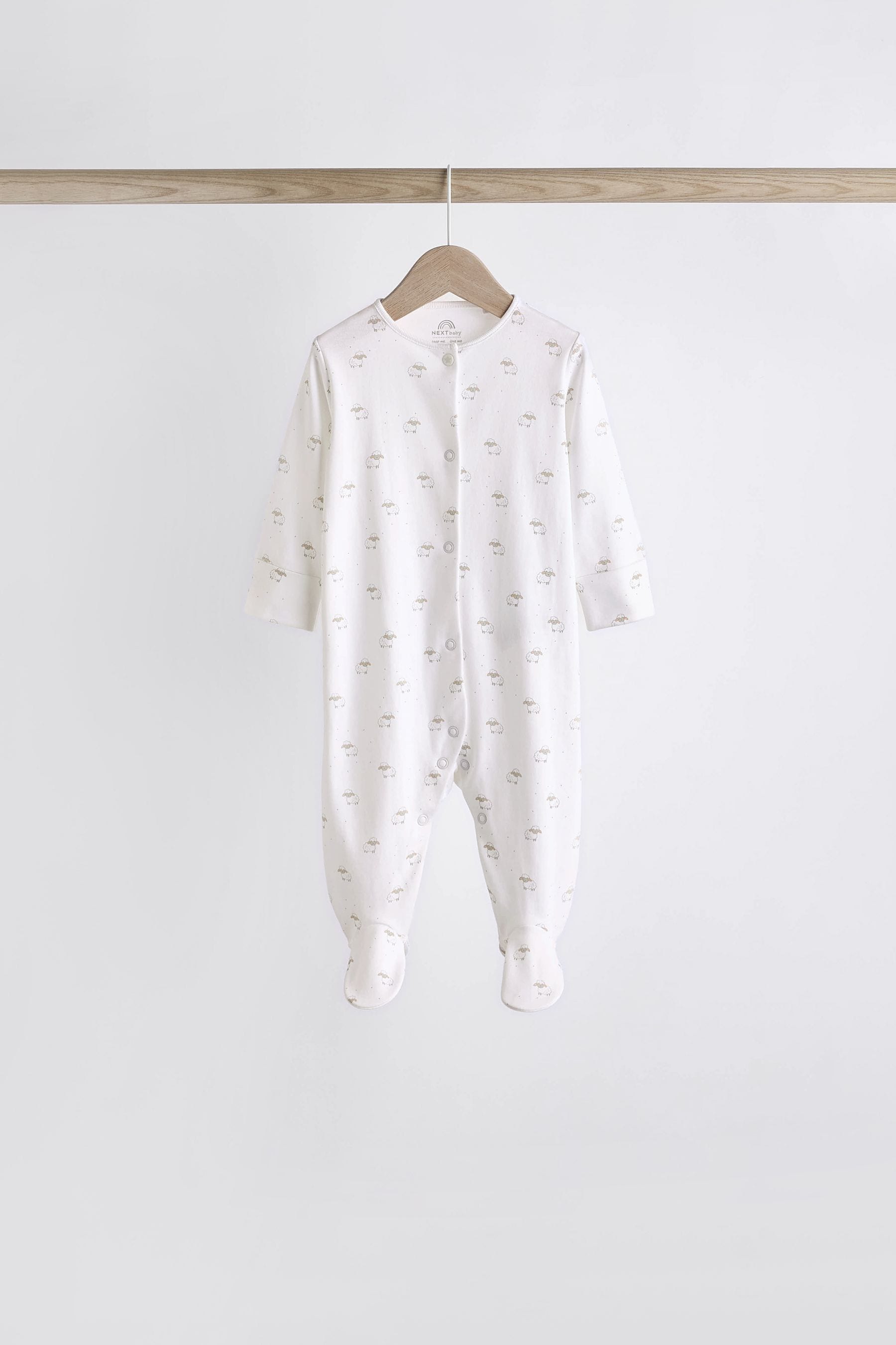 White 7 Pack Baby Delicate Animal Printed 100% Cotton Sleepsuits (0-2yrs)