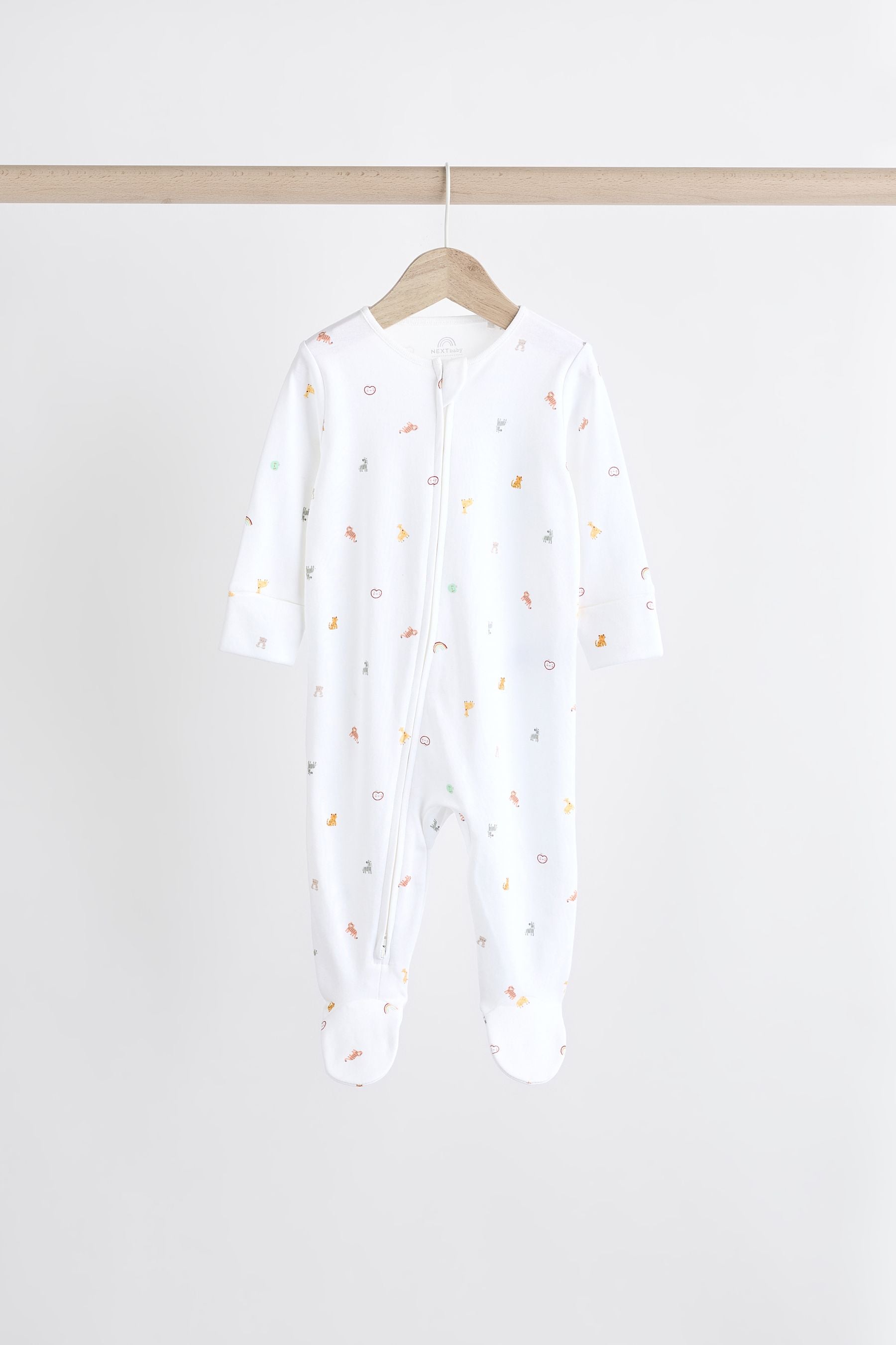 White Bright Character 4 Pack Baby Sleepsuits (0-2yrs)