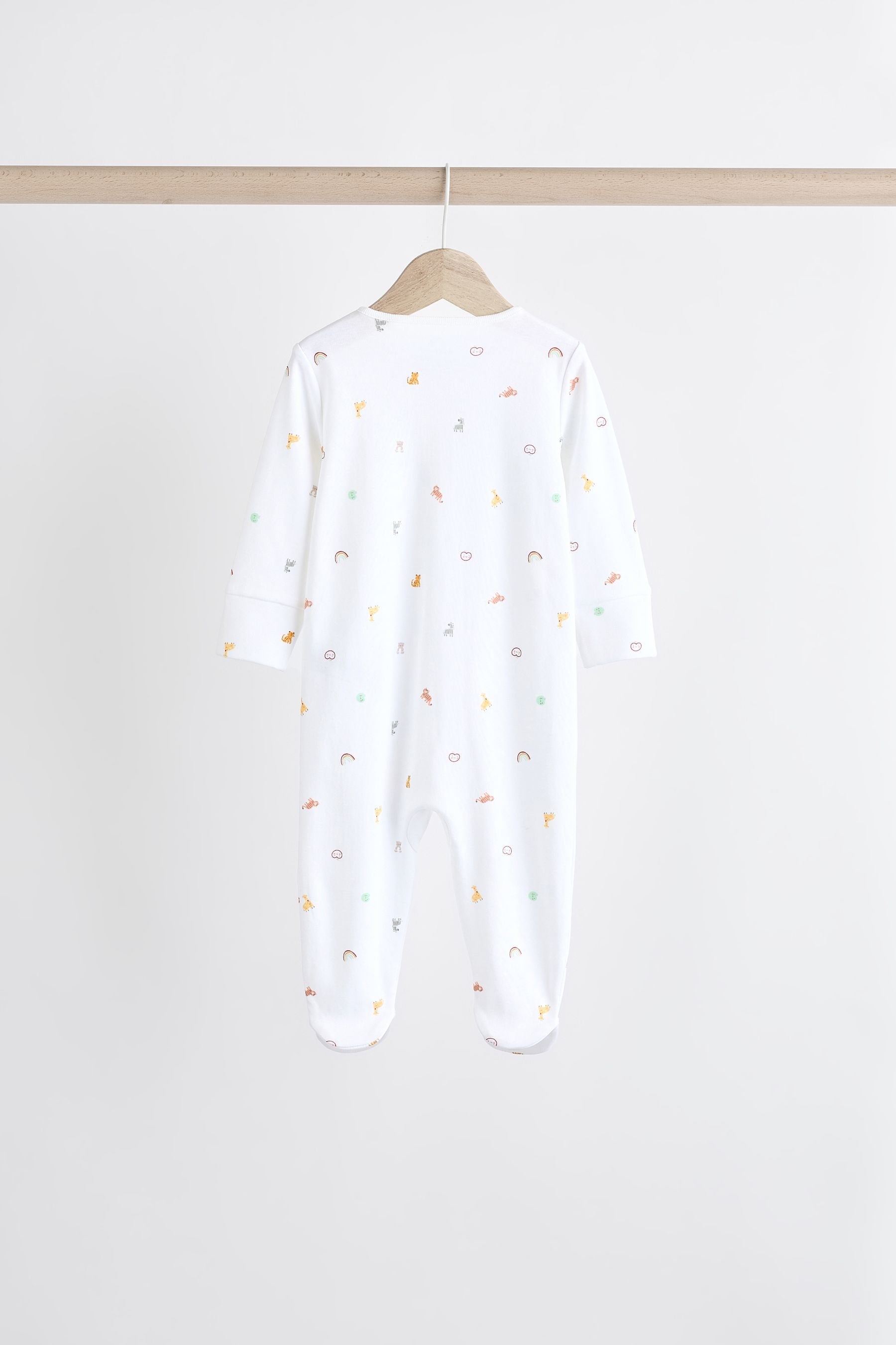 White Bright Character 4 Pack Baby Sleepsuits (0-2yrs)