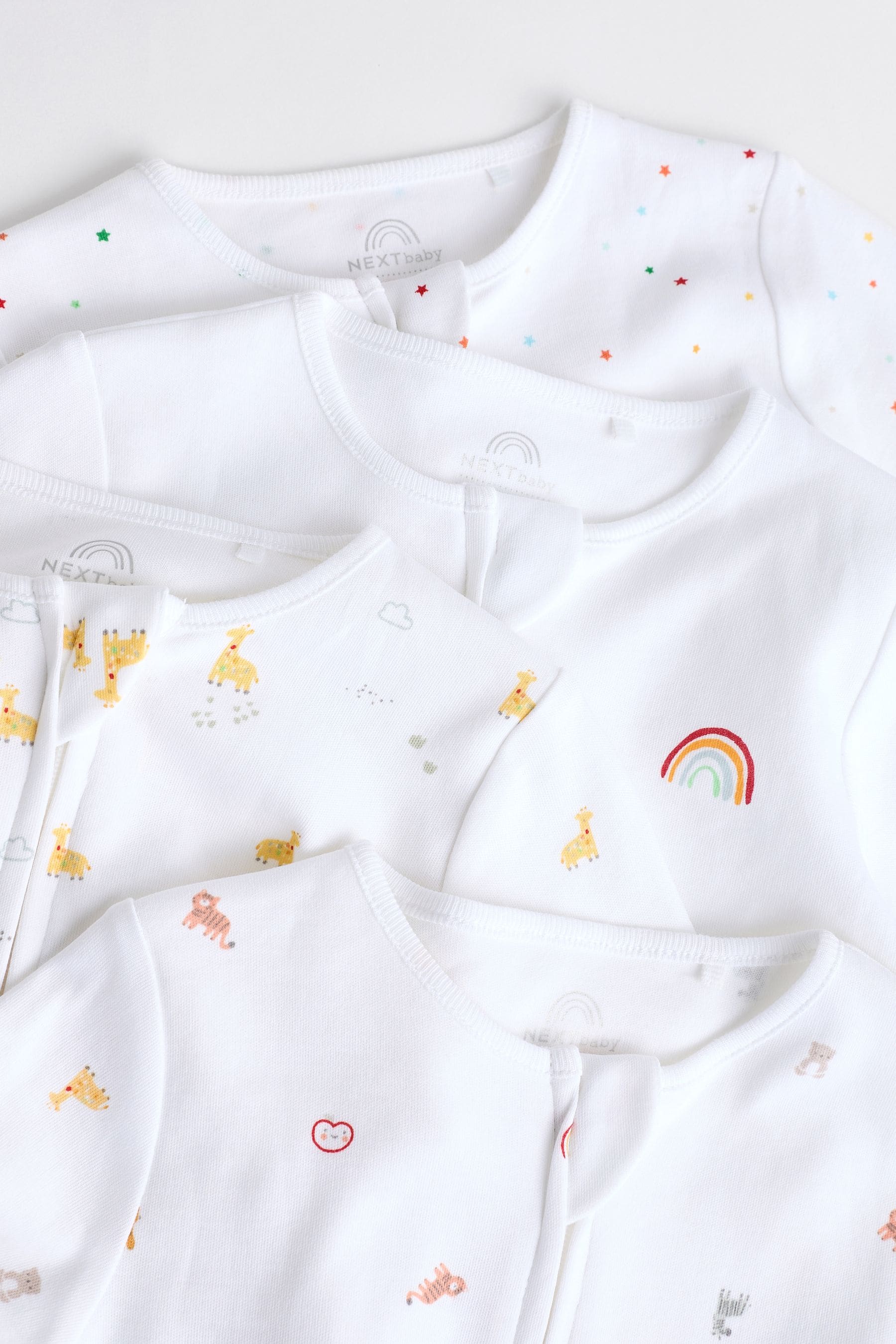 White Bright Character 4 Pack Baby Sleepsuits (0-2yrs)