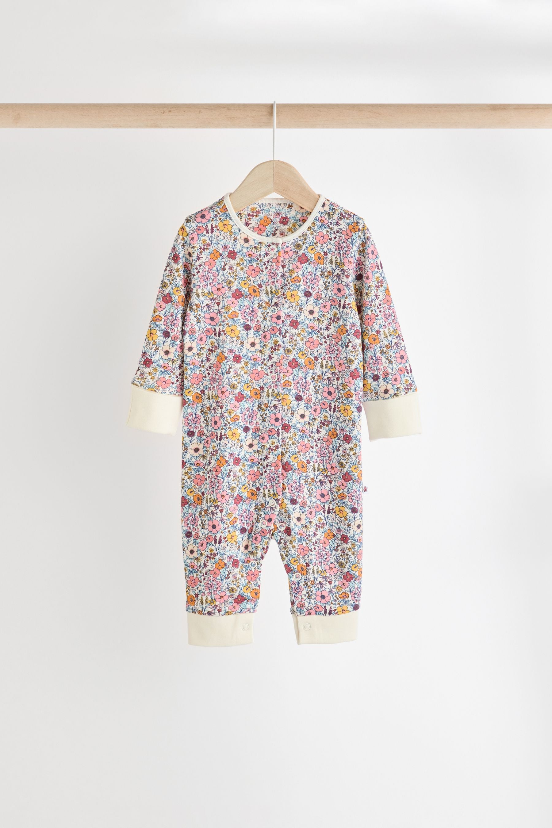 Orange Floral Baby Footless Sleepsuits 4 Pack (0mths-3yrs)