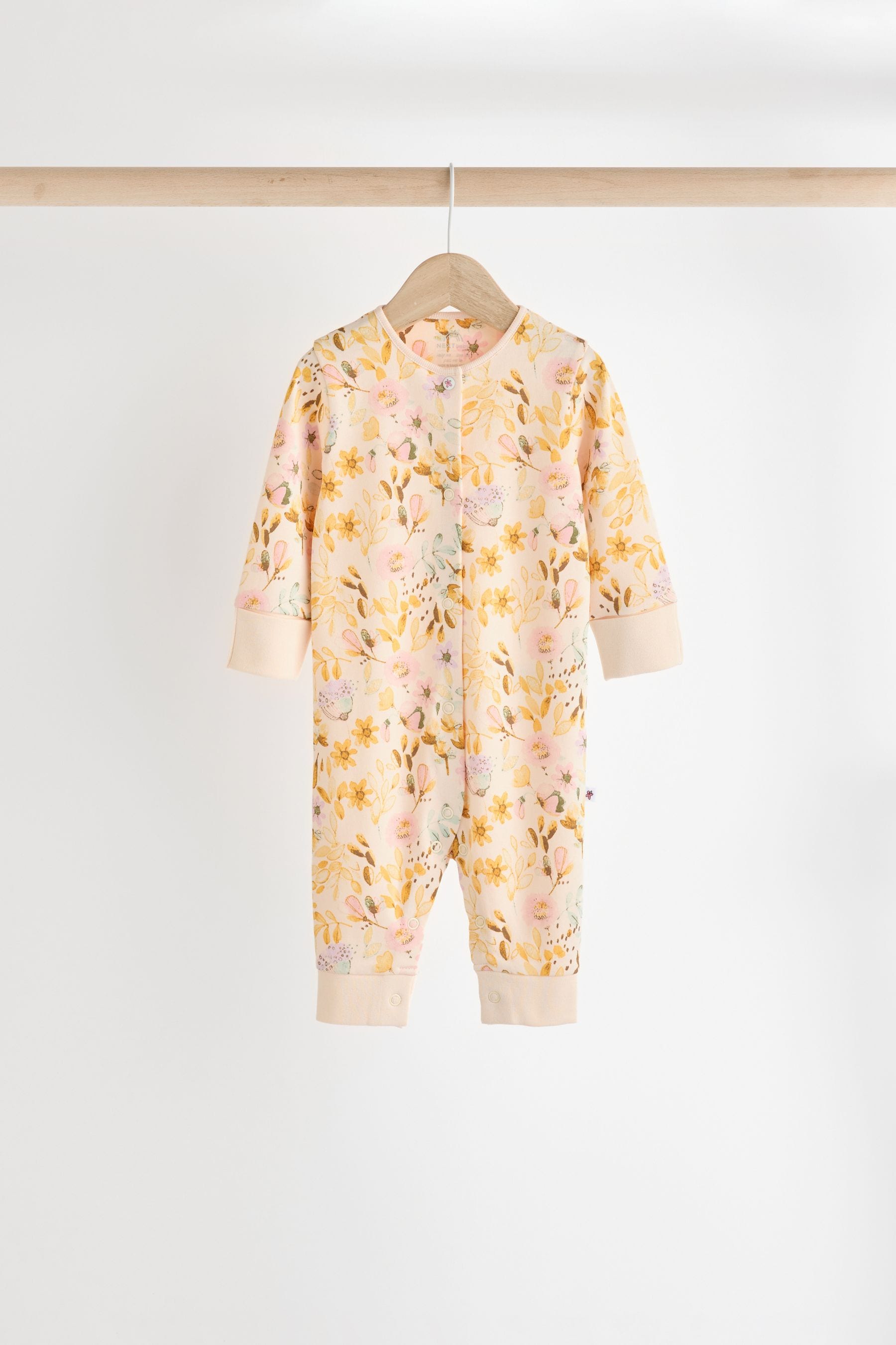 Orange Floral Baby Footless Sleepsuits 4 Pack (0mths-3yrs)