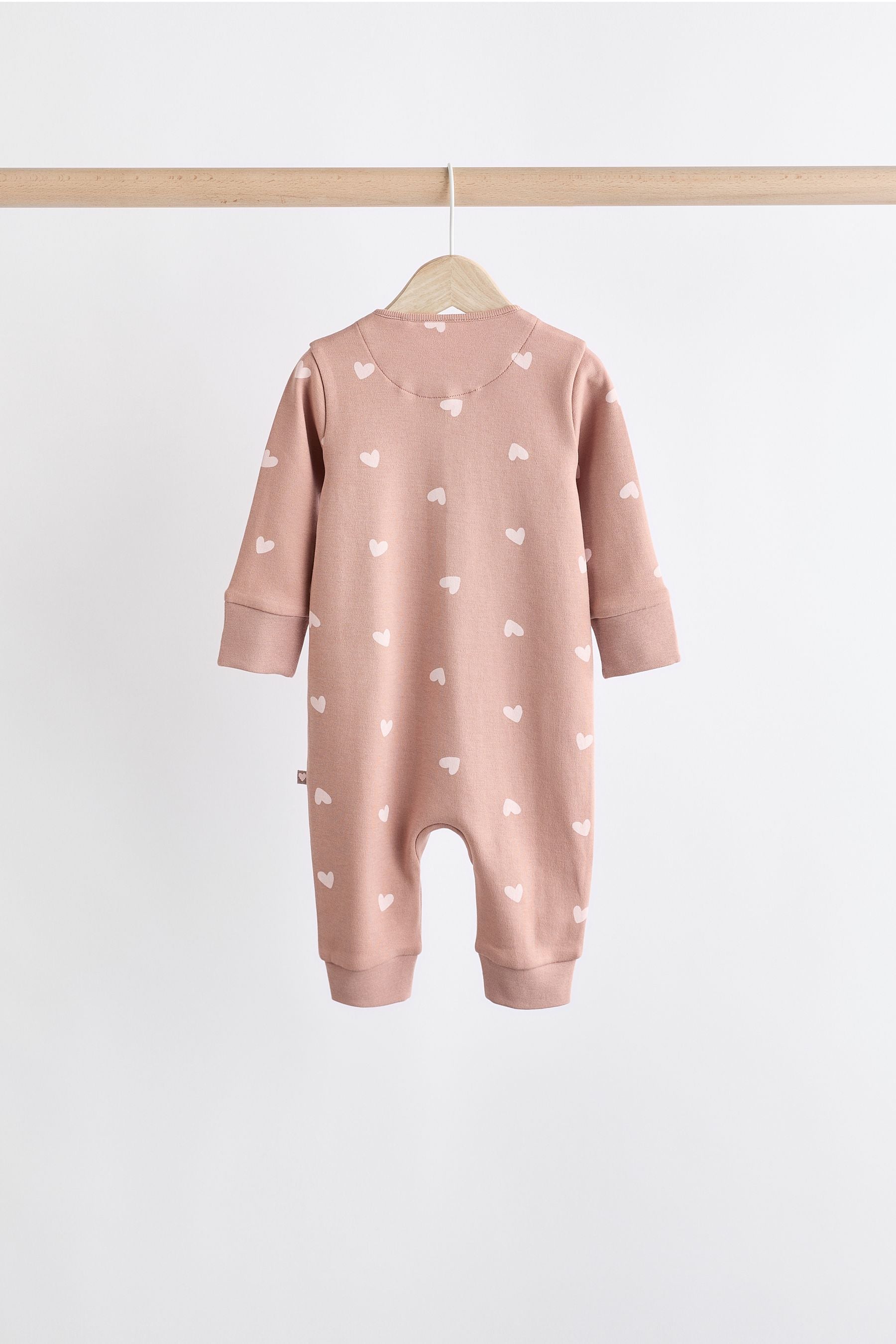 Brown/Pink 4 Pack Baby Two Way Zip 100% Cotton Sleepsuit (0mths-3yrs)