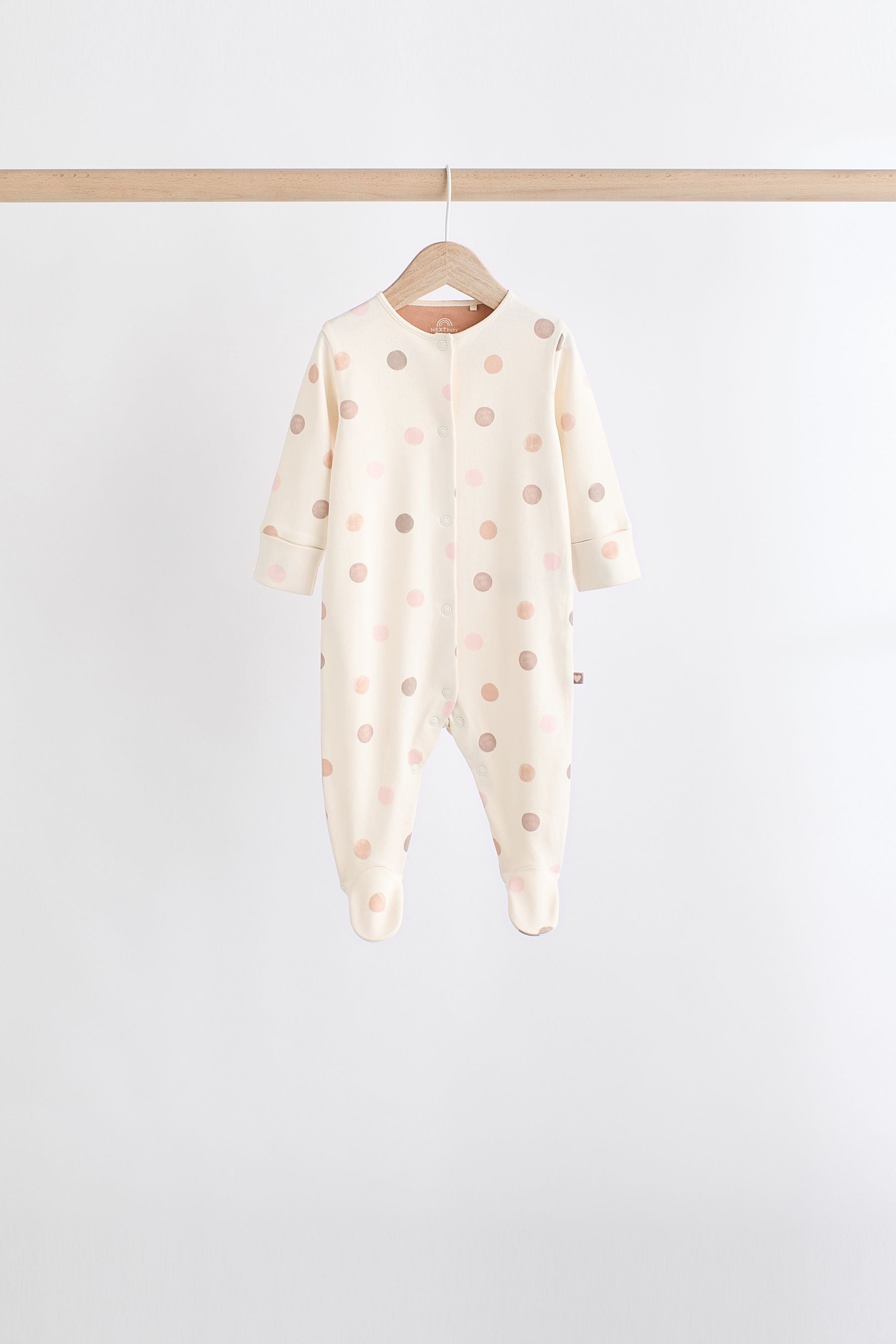 Chocolate Brown 7 Pack Two Way Zip Baby Sleepsuit (0mths-3yrs)