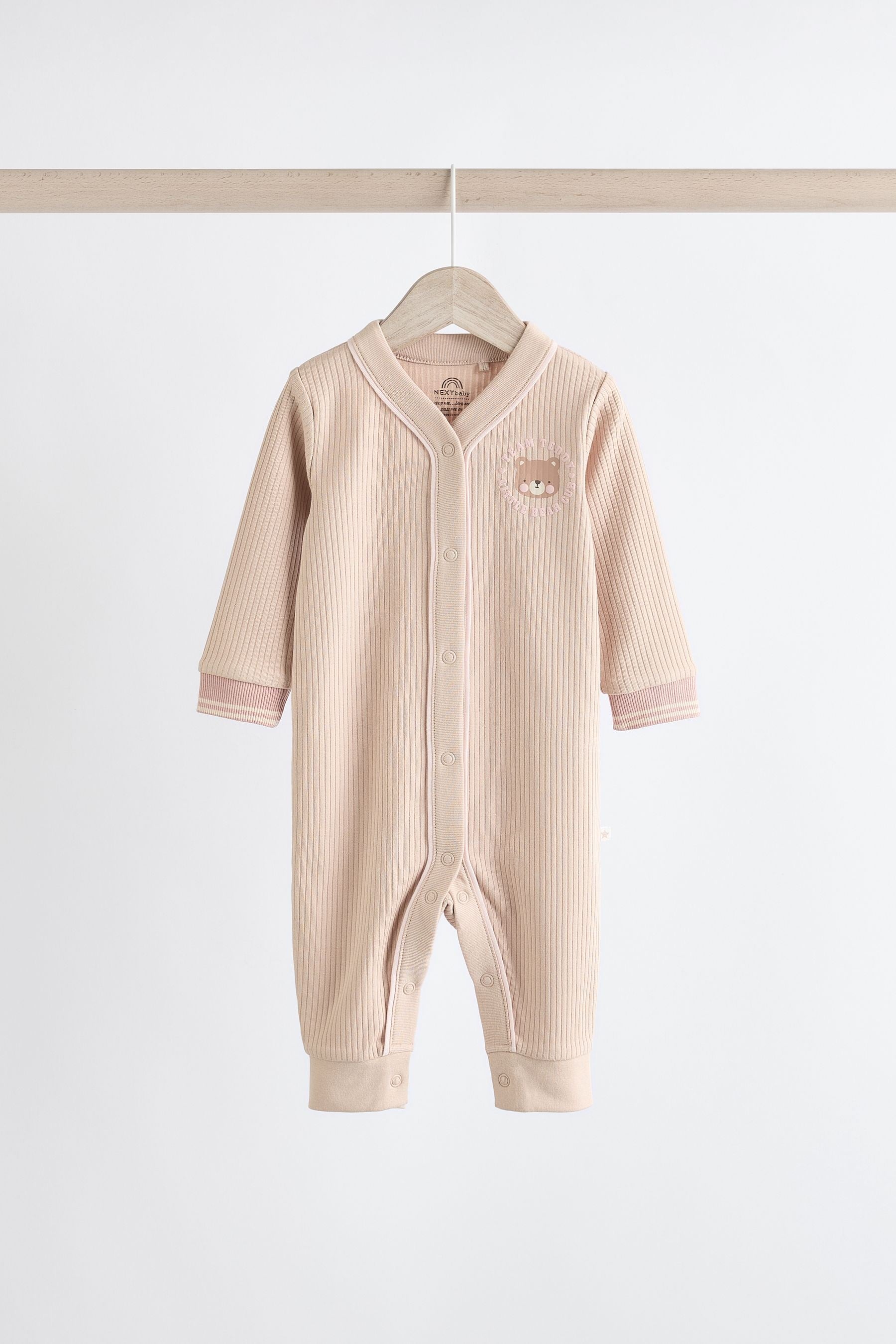 Pink/Grey Baby Footless Sleepsuits 3 Pack (0mths-3yrs)