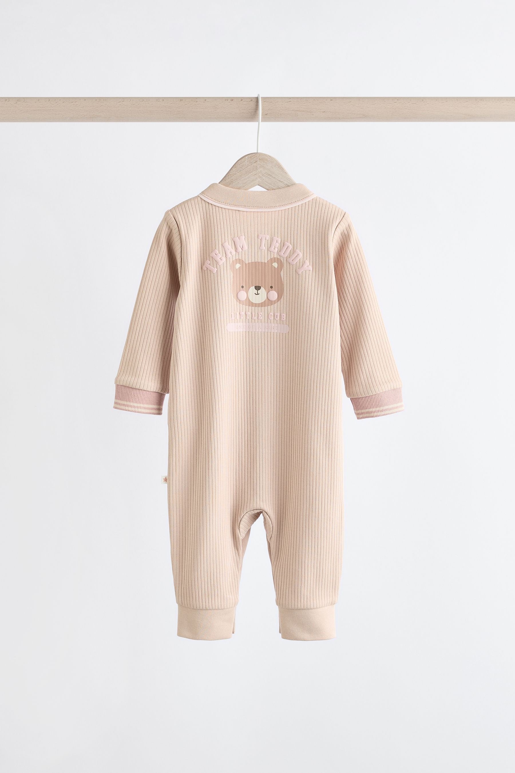 Pink/Grey Baby Footless Sleepsuits 3 Pack (0mths-3yrs)