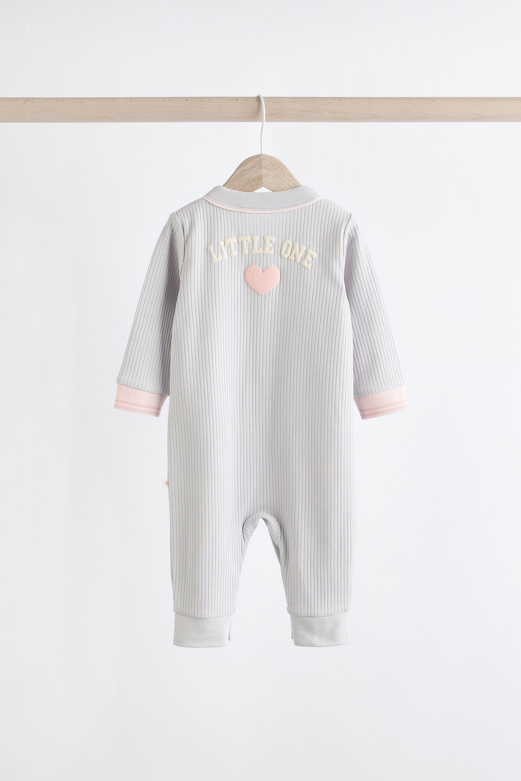 Pink/Grey Baby Footless Sleepsuits 3 Pack (0mths-3yrs)