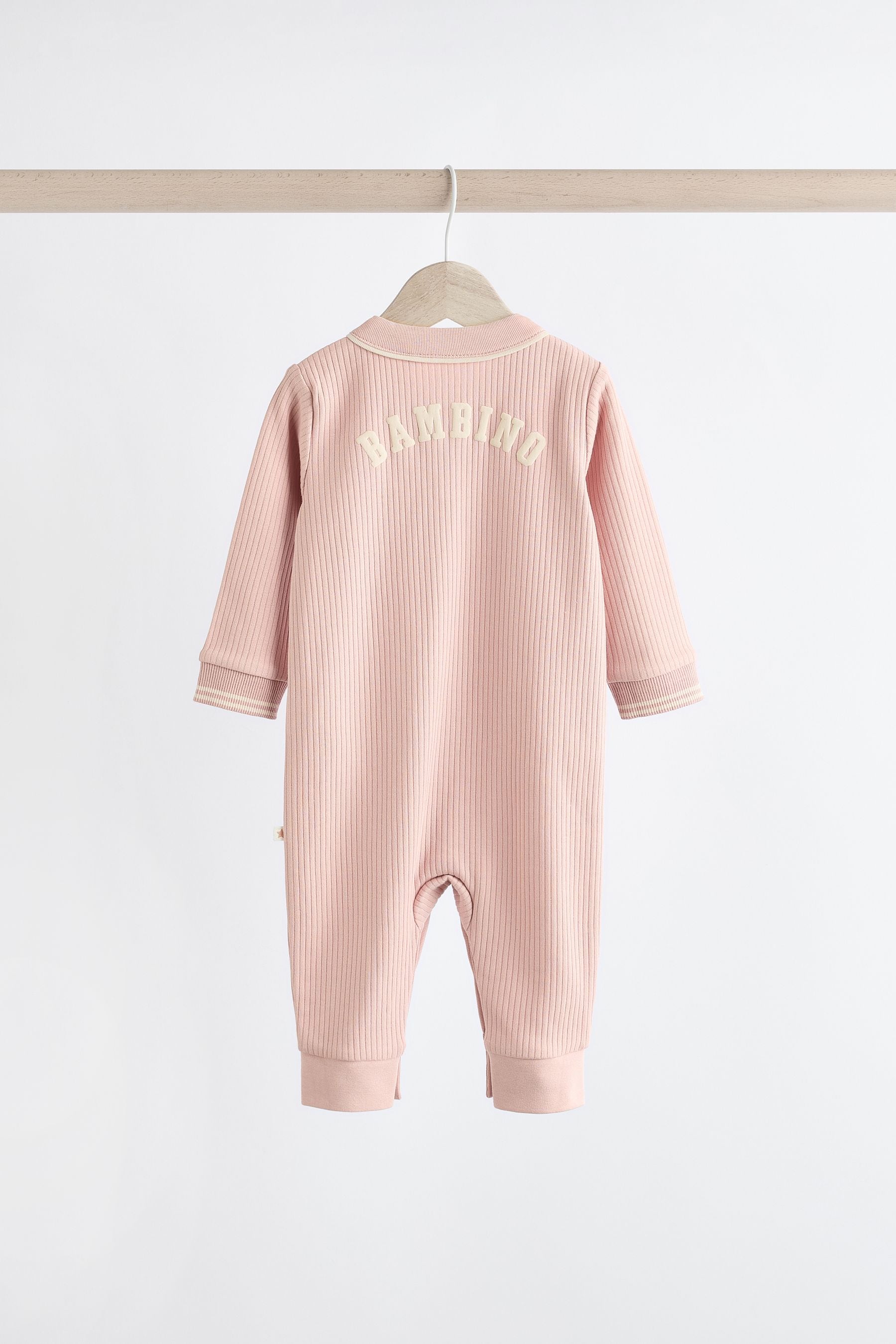 Pink/Grey Baby Footless Sleepsuits 3 Pack (0mths-3yrs)