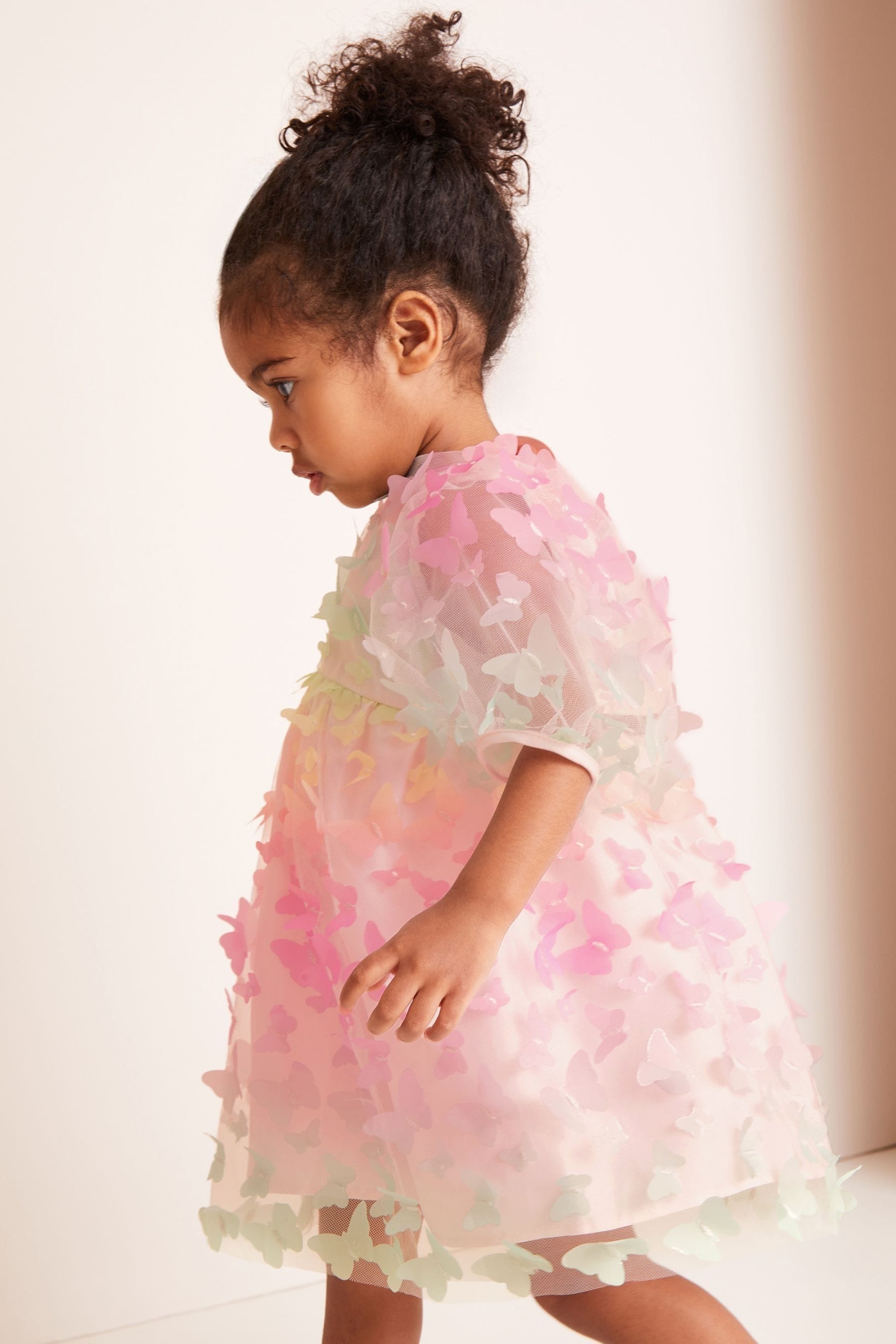 Pink 3D Rainbow Butterfly Dress (3mths-5yrs)