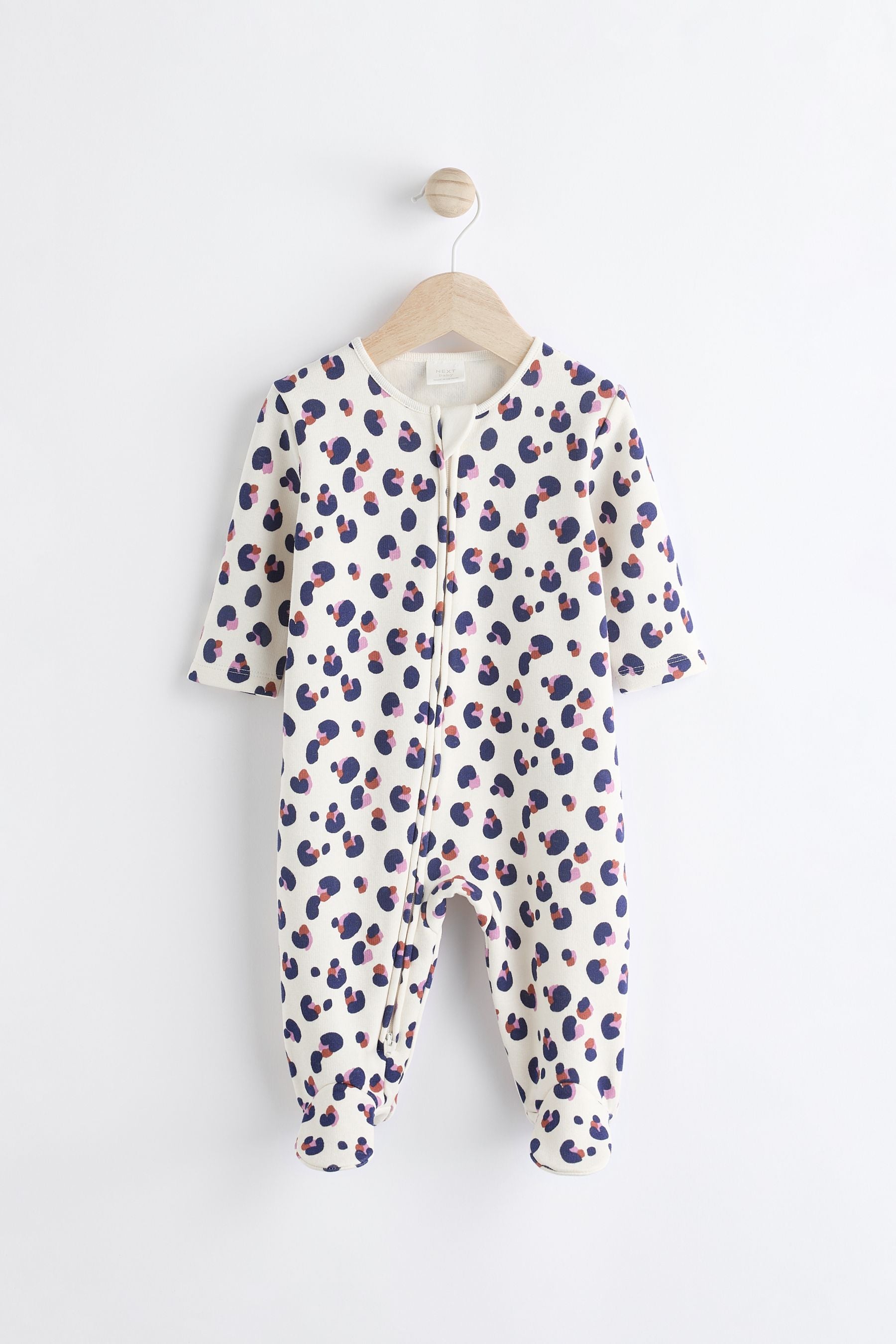 Cream Fleece Lined Baby Sleepsuit