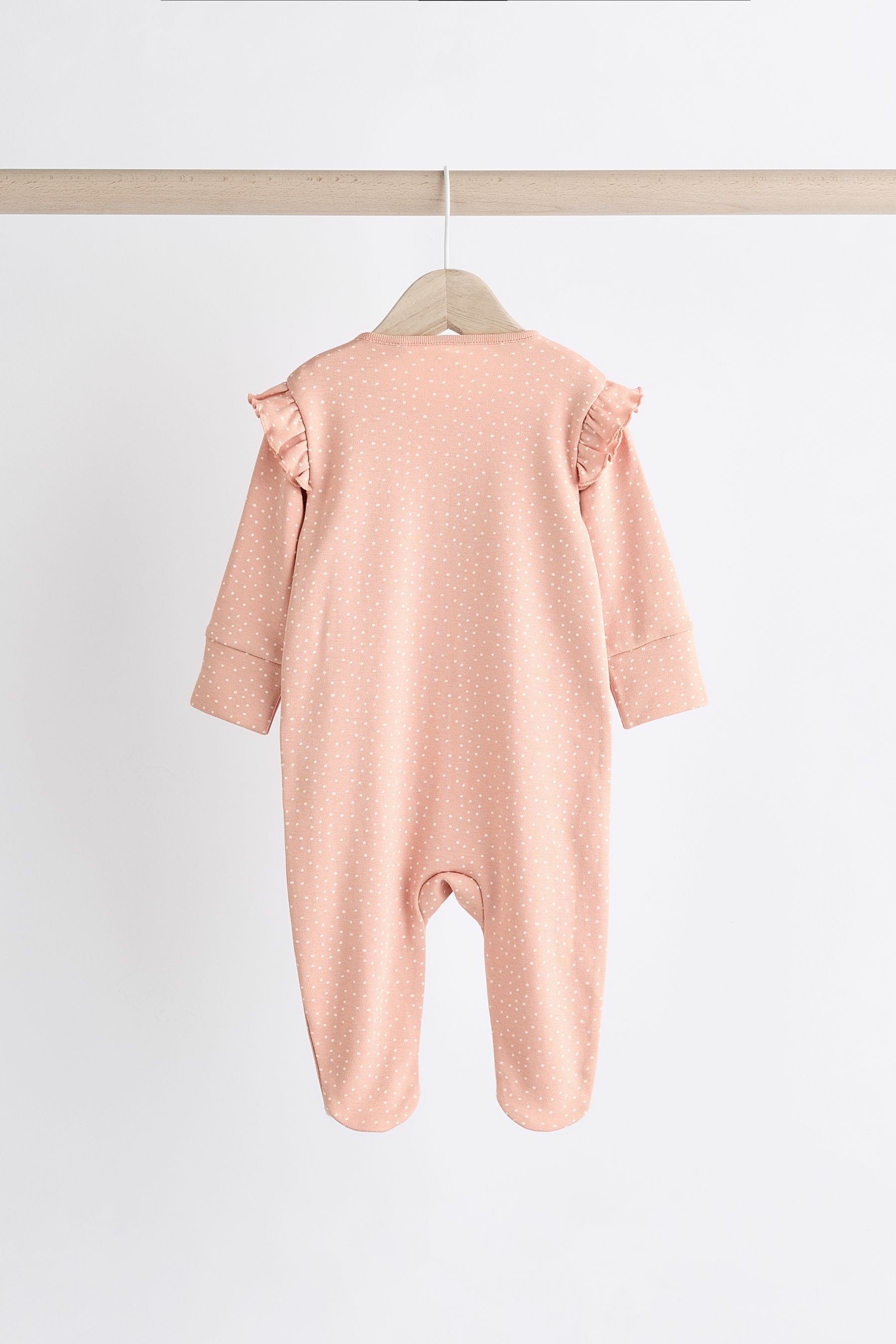 Pink Bear Two Way 100% Cotton Zip Baby Sleepsuits 3 Pack (0mths-2yrs)