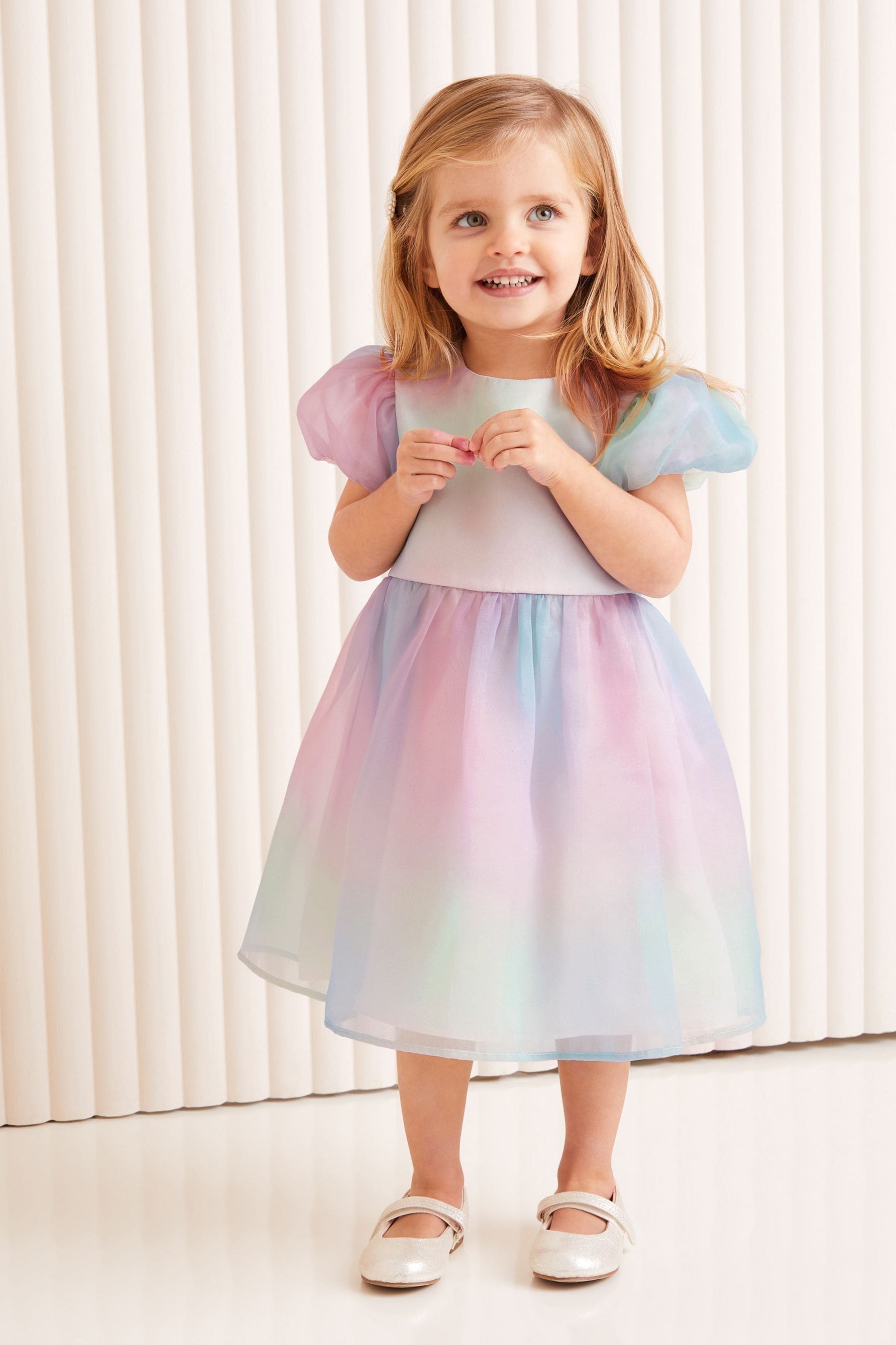 Lipsy Pink/ Blue/ Purple Rainbow Organza Occasion Dress (3mths-2yrs)