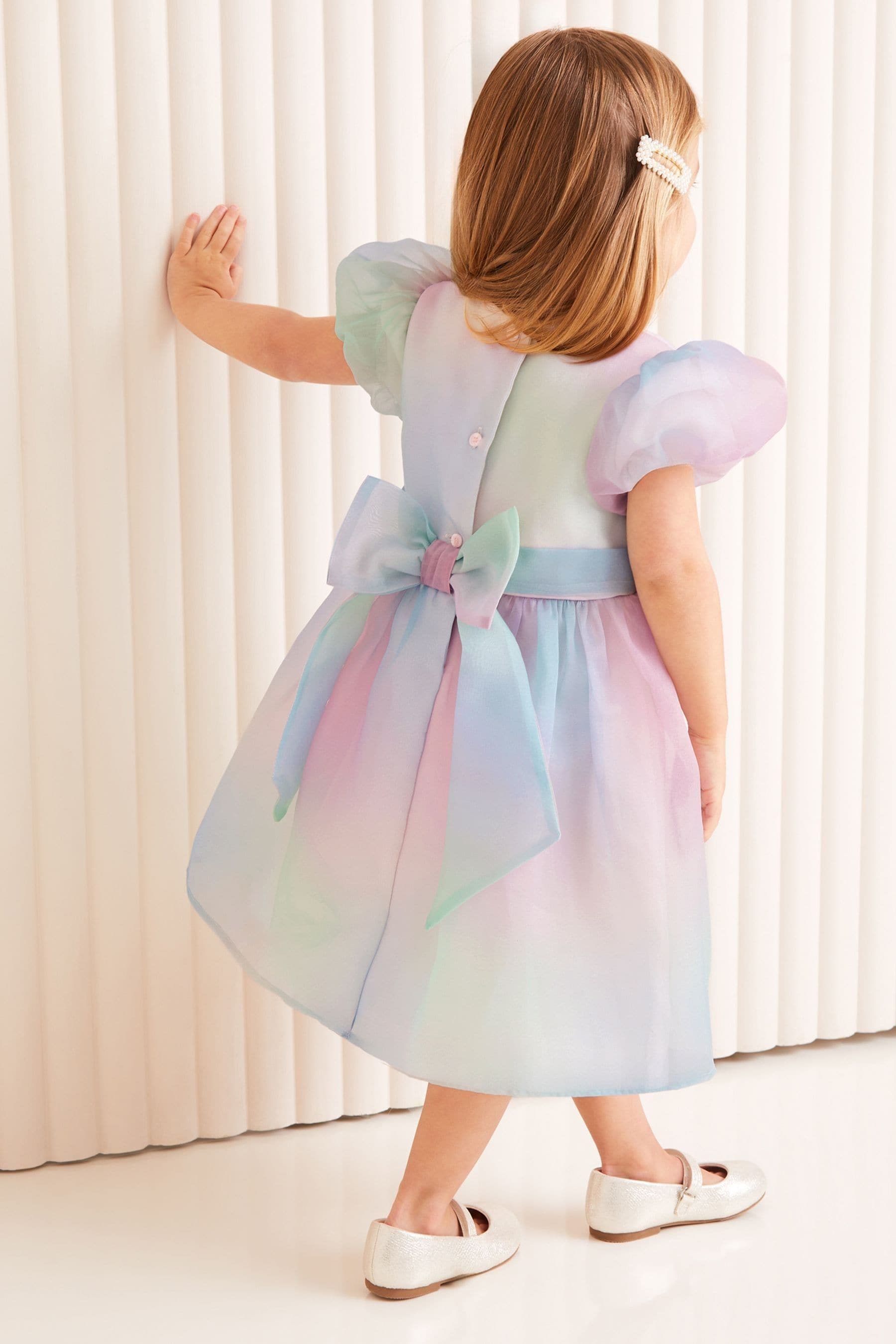 Lipsy Pink/ Blue/ Purple Rainbow Organza Occasion Dress (3mths-2yrs)